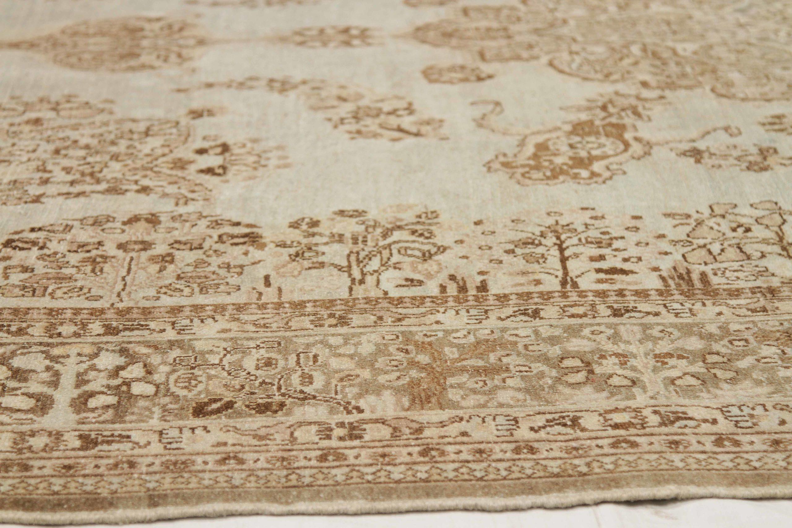 Tappeti persiani Tabriz Circa 1910 - Lana Marrone Avorio Design - 92549 In condizioni ottime in vendita a Dallas, TX