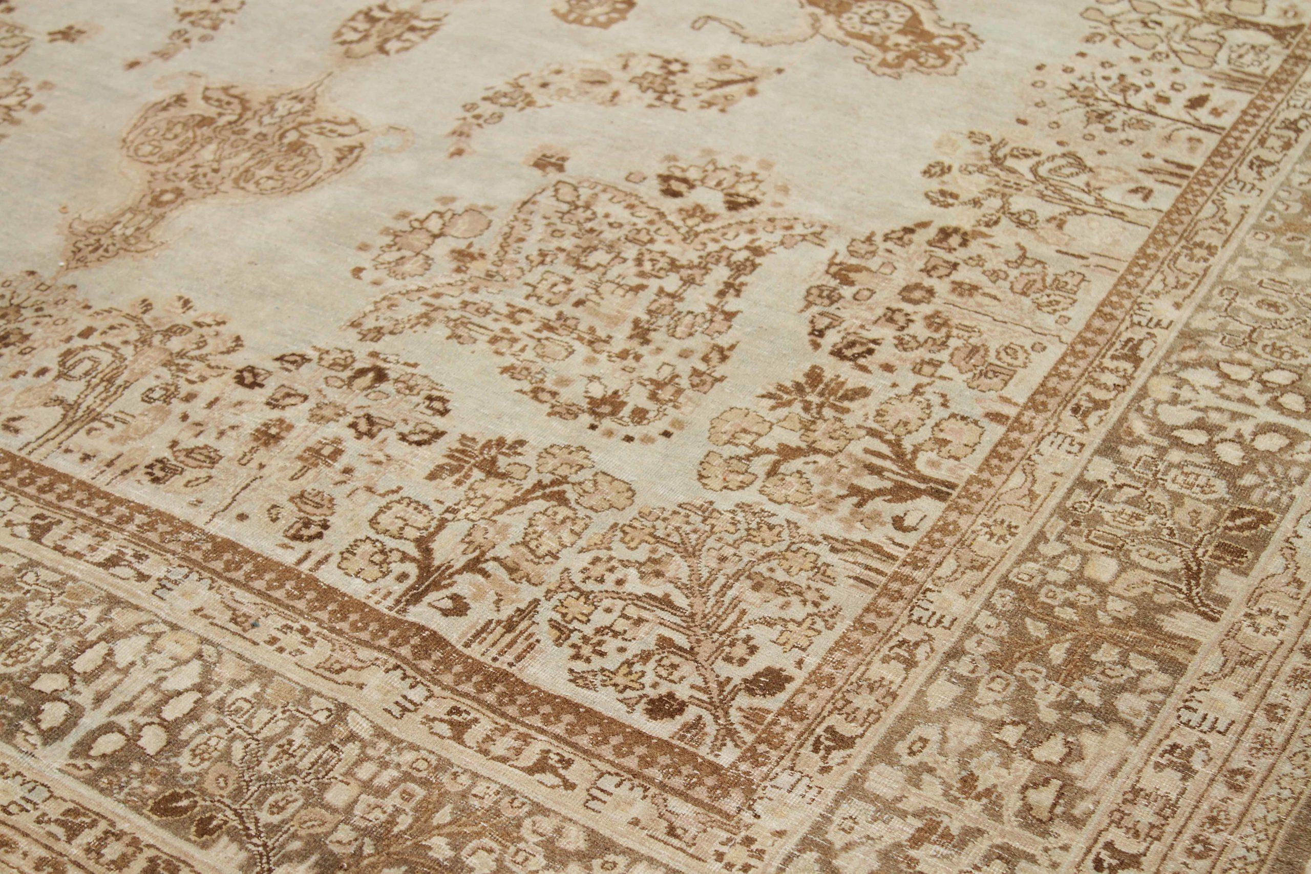 XX secolo Tappeti persiani Tabriz Circa 1910 - Lana Marrone Avorio Design - 92549 in vendita