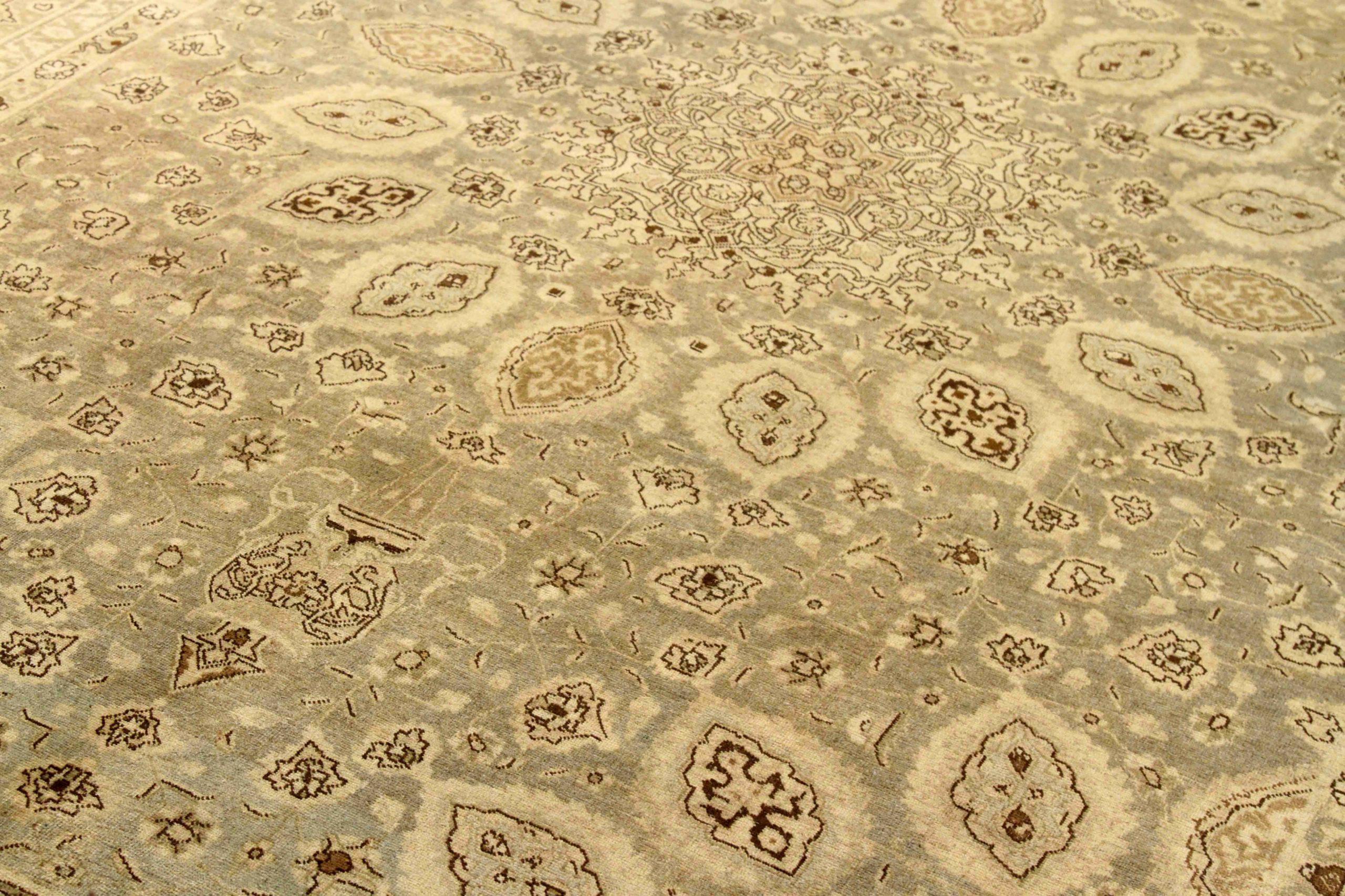 Asiatico Tappeti persiani Tabriz Circa 1910 - Lana Marrone Avorio Taupe Design - 75596 in vendita