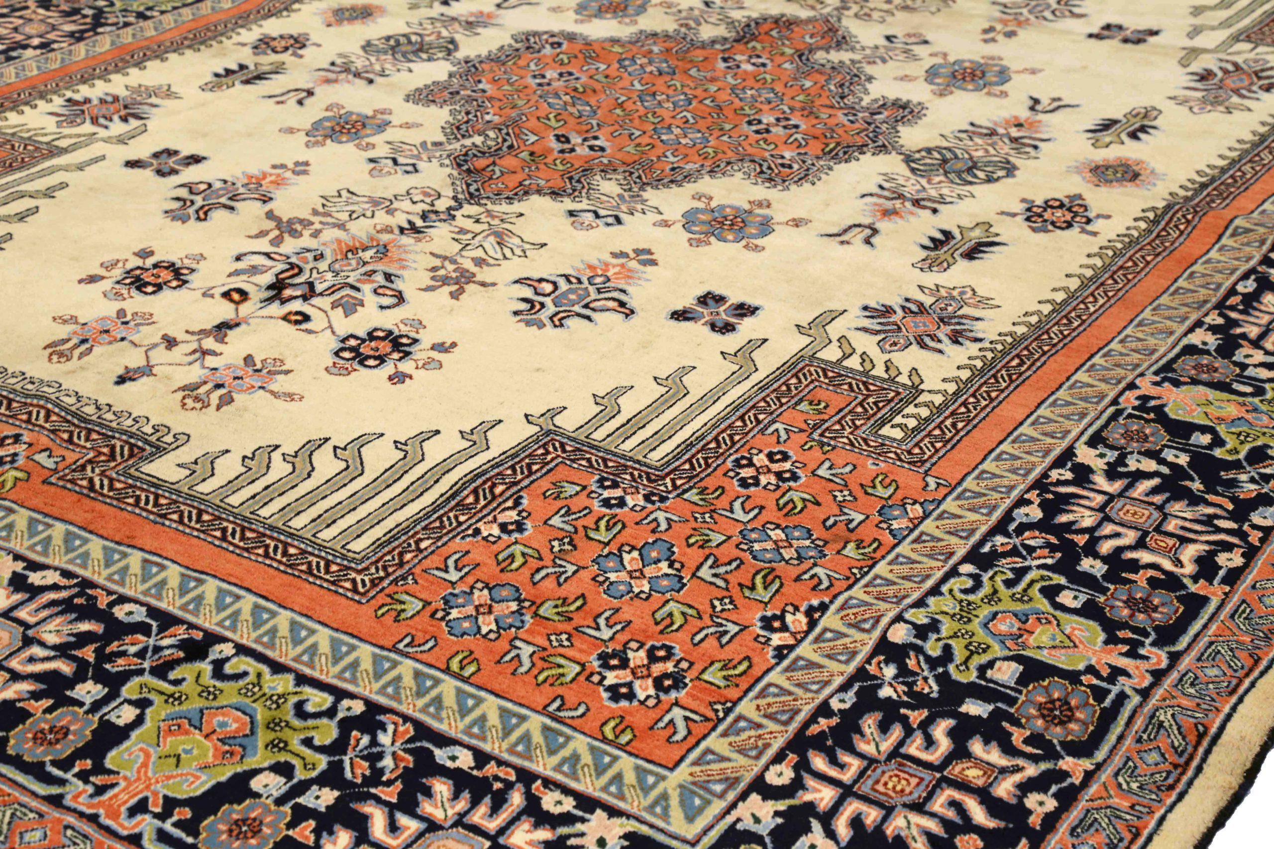 Asiatico Tappeti persiani Tabriz Circa 1910 - Lana Verde Avorio Rosso 72944 in vendita