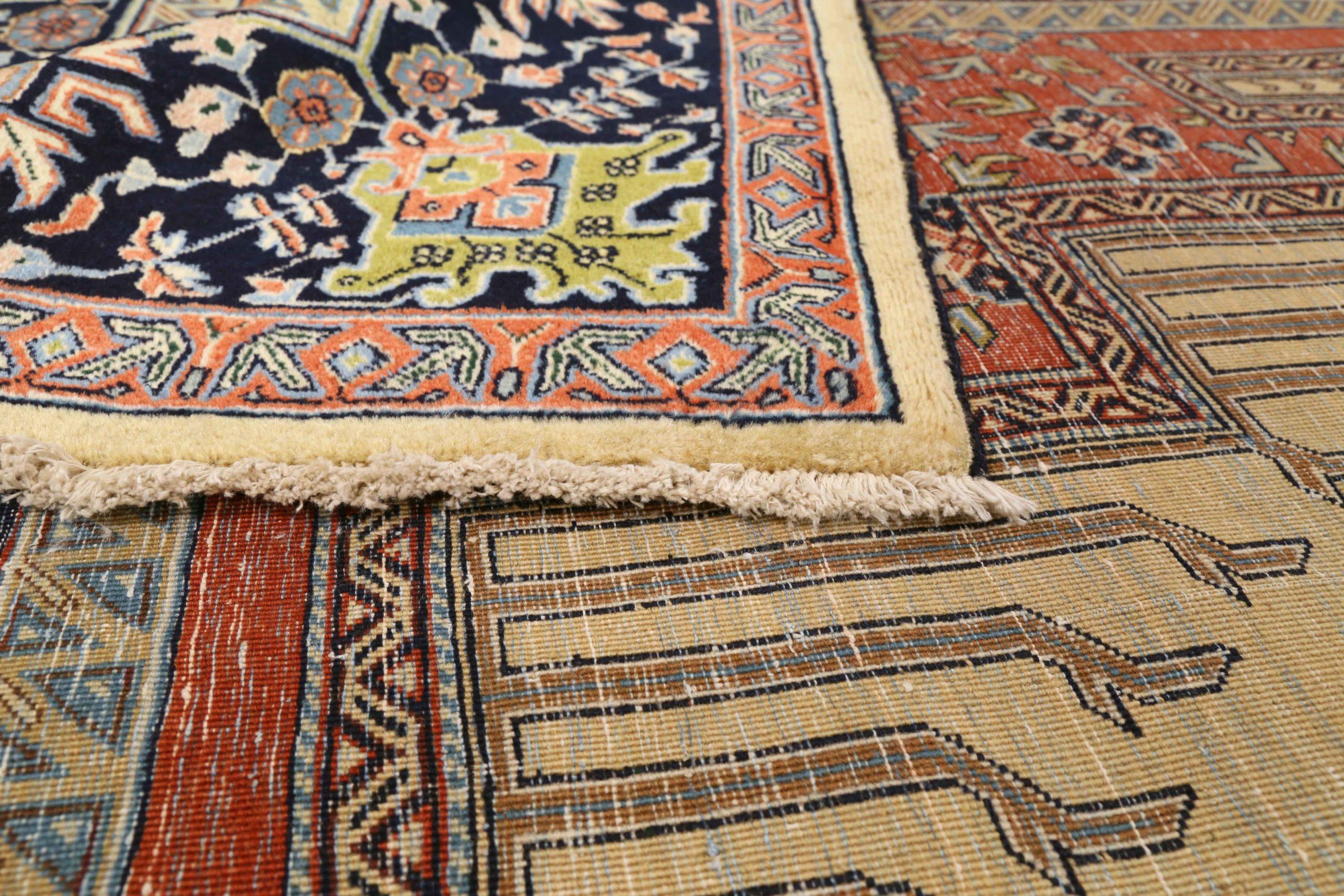 Tappeti persiani Tabriz Circa 1910 - Lana Verde Avorio Rosso 72944 In condizioni ottime in vendita a Dallas, TX