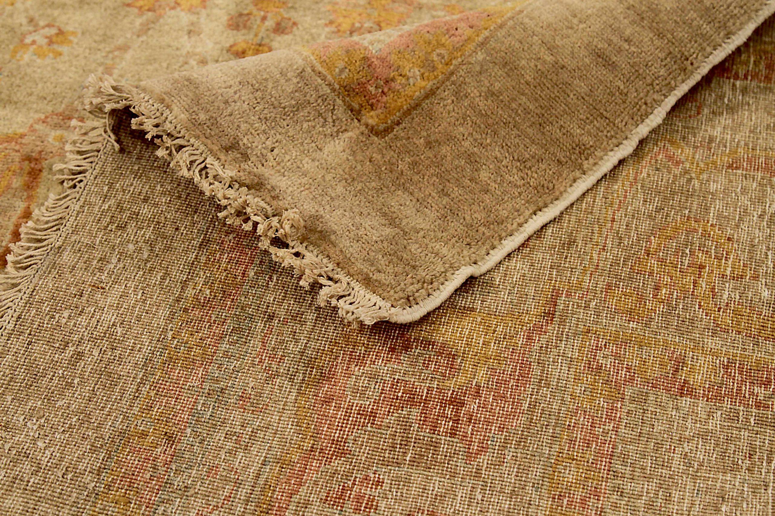 Persian Tabriz Area Rugs Circa 1910 - Wool Green Orange Red 72392 In Excellent Condition For Sale In Dallas, TX
