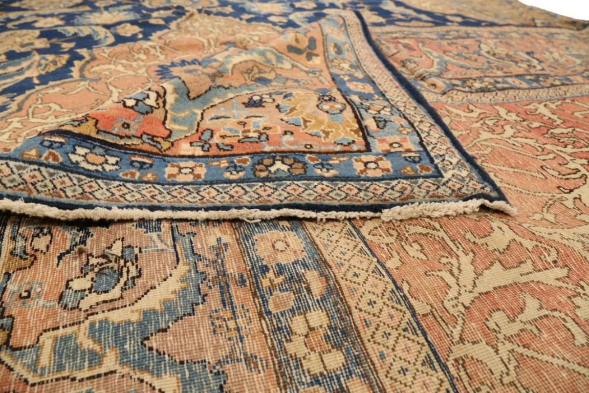 Persische Täbris-Teppiche um 1910 - Wolle Elfenbein Marineblau Rosa Design - 75236 im Zustand „Hervorragend“ im Angebot in Dallas, TX