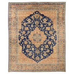 Tappeti persiani Tabriz Circa 1910 - Lana Avorio Blu Navy Rosa Design - 75236