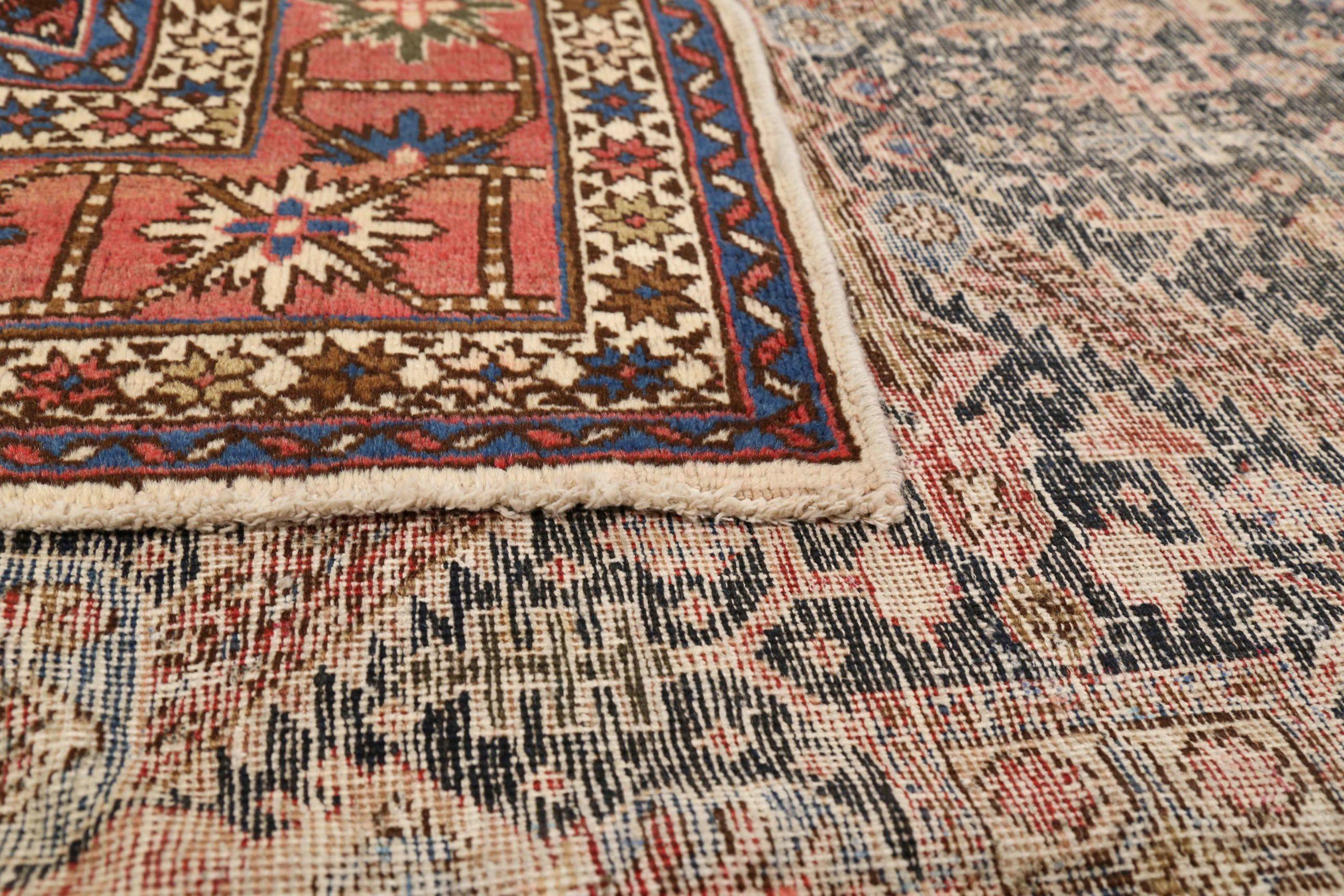 Tappeti persiani Tabriz Circa 1910 - Lana Avorio Blu Navy Rosso Design - 75455 In condizioni ottime in vendita a Dallas, TX