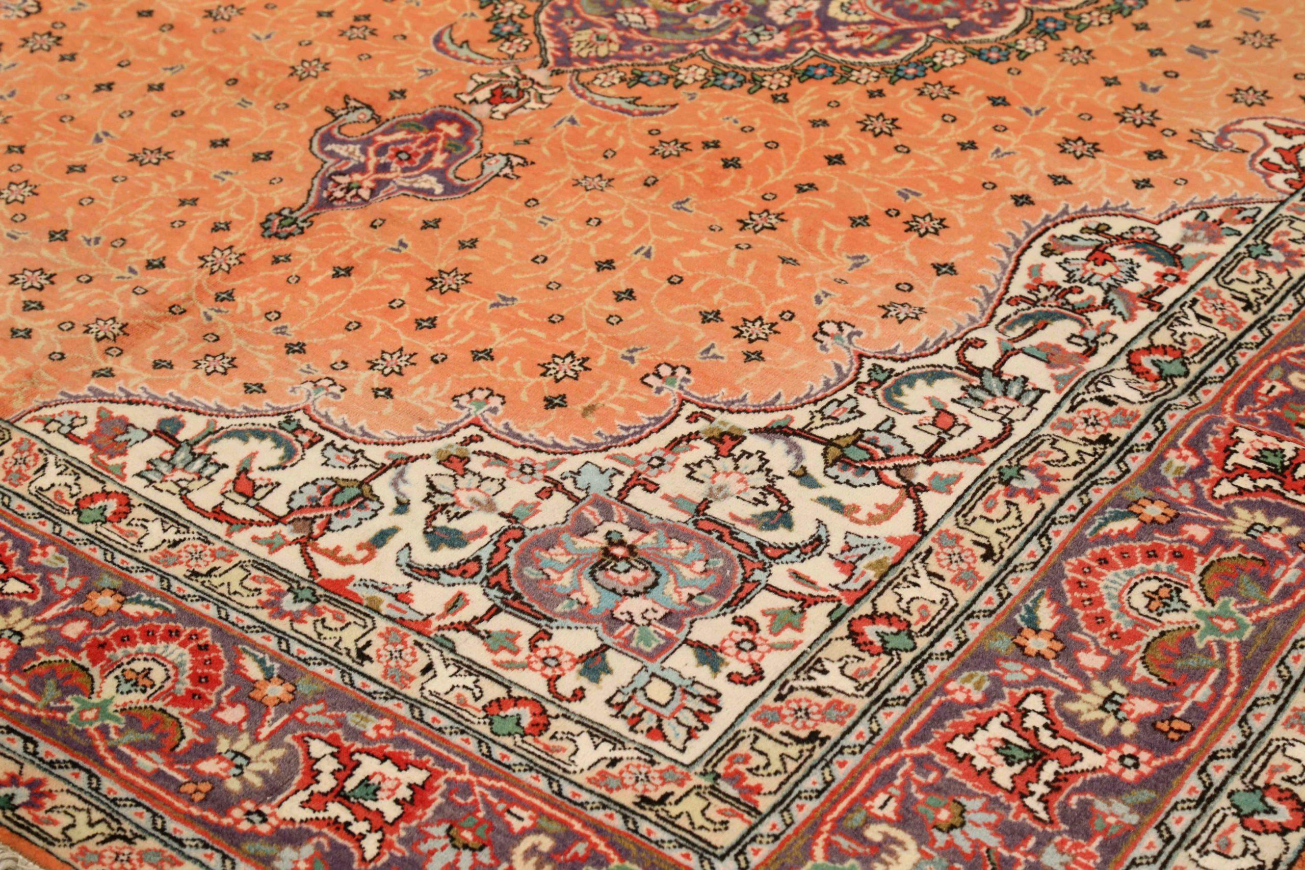 Asiatico Tappeti persiani Tabriz Circa 1910 - Lana Avorio Rosa Rosso Design - 75293 in vendita