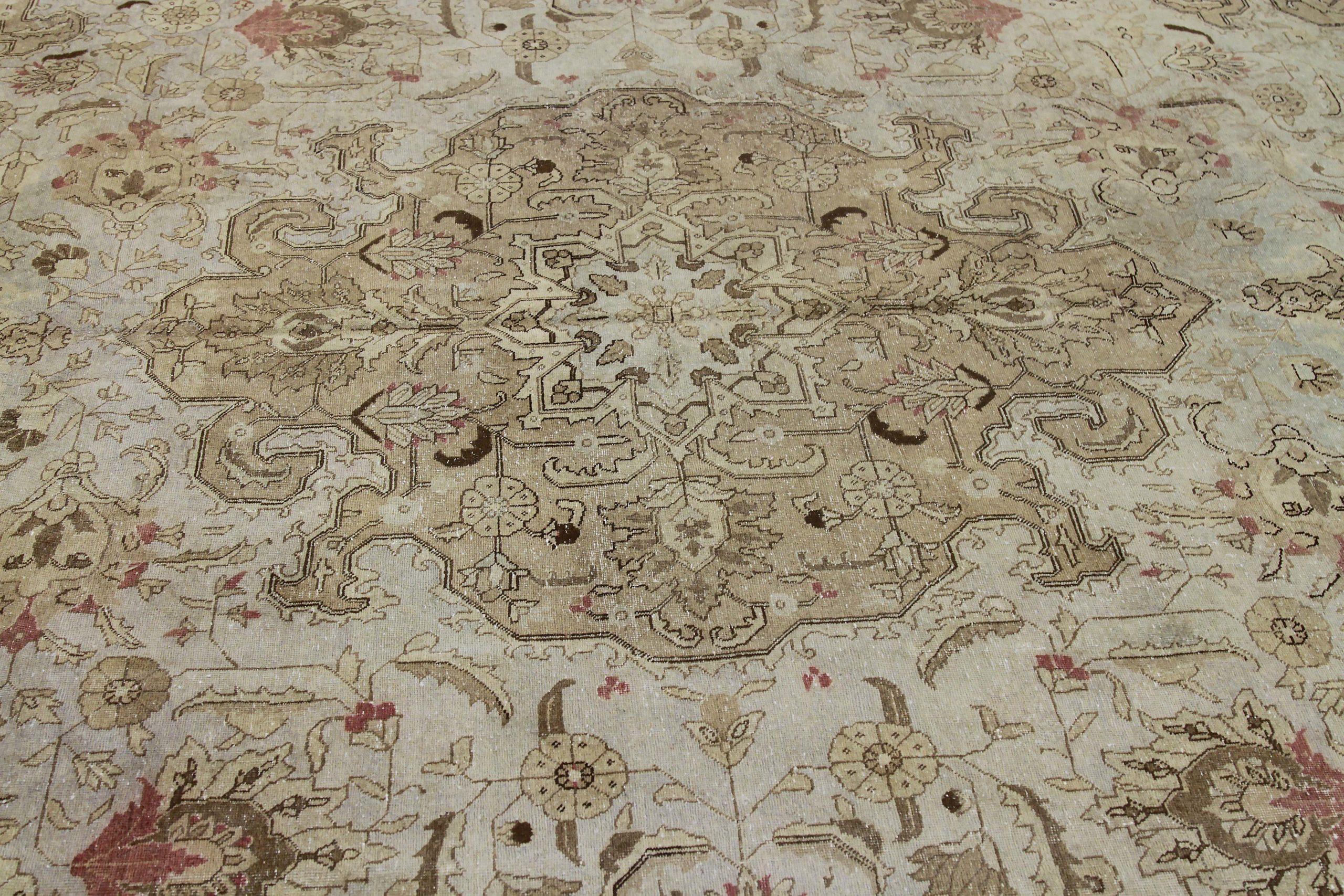 Asiatico Tappeti persiani Tabriz Circa 1910 - Lana Avorio Taupe Design - 89701 in vendita