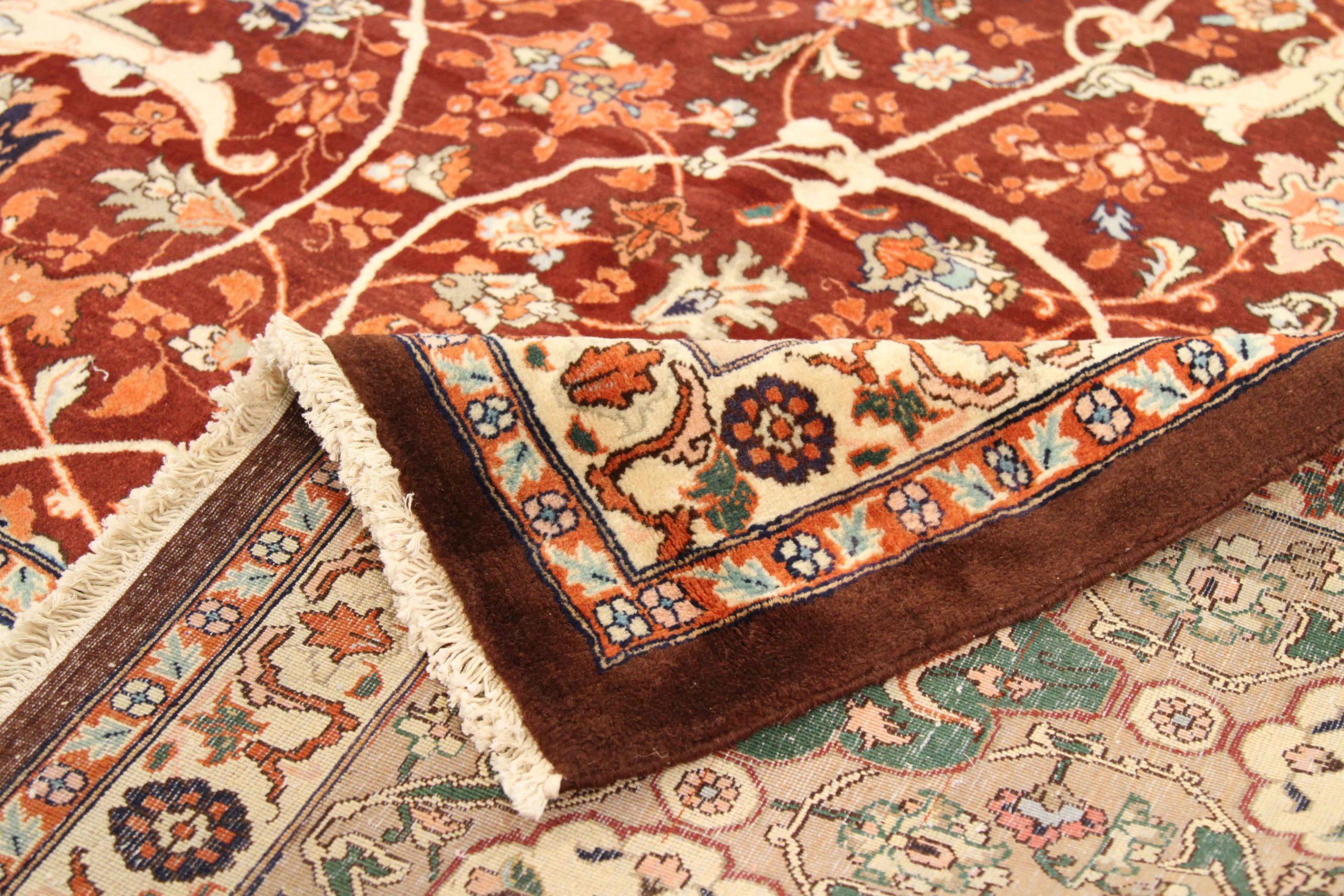 Tappeti persiani Tabriz Circa 1910 - Lana Avorio Arancione Rosso 72614 In condizioni ottime in vendita a Dallas, TX
