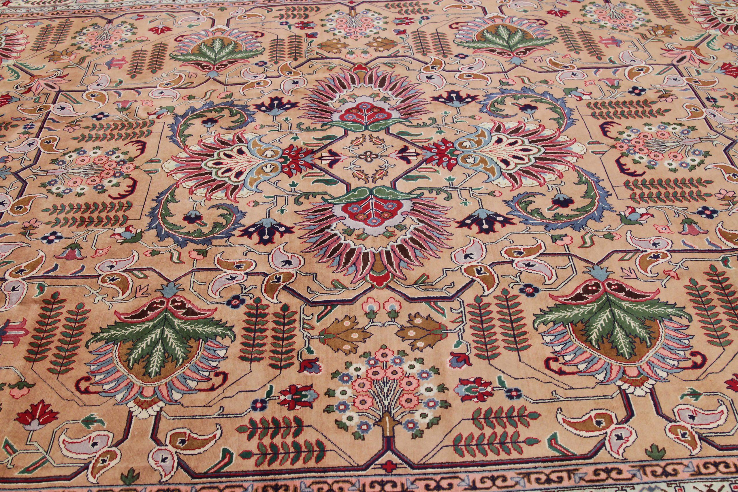 Asiatico Tappeti persiani Tabriz Circa 1940 - Lana e seta avorio rosa - 89702 in vendita