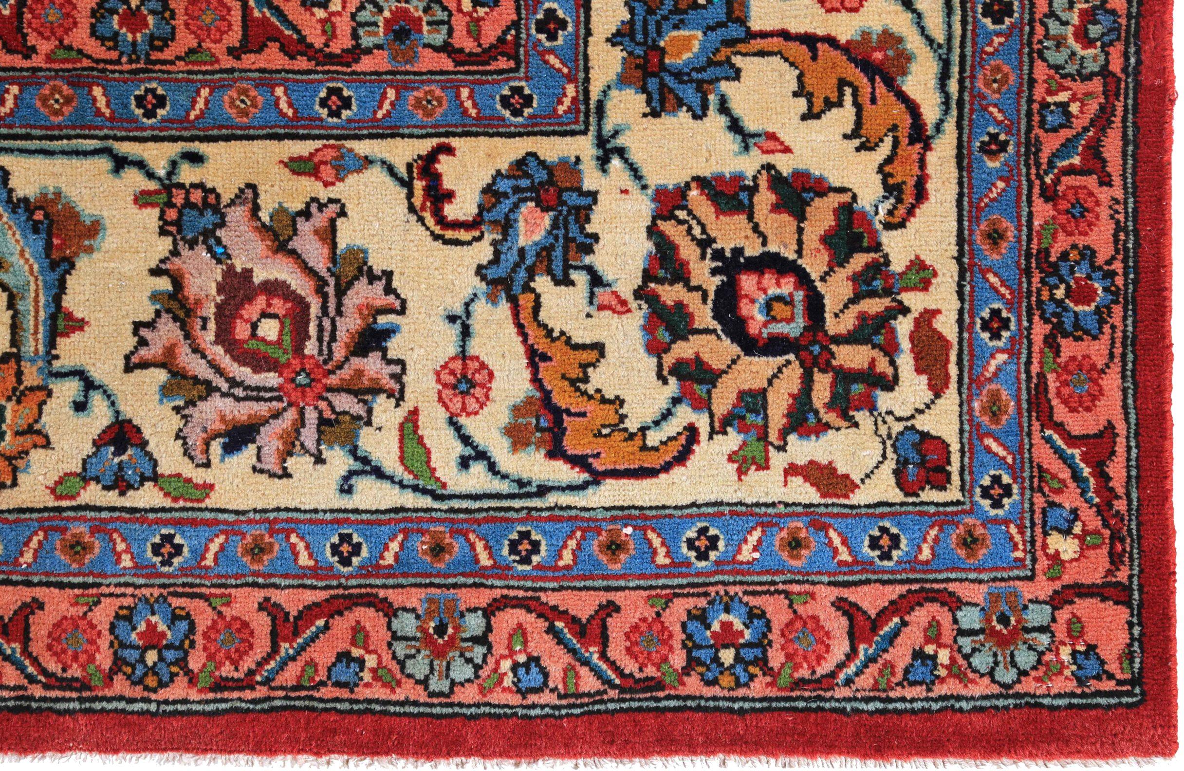 Asiatico Tappeti persiani Tabriz Circa 1940 - Lana blu avorio rosso - 89700 in vendita