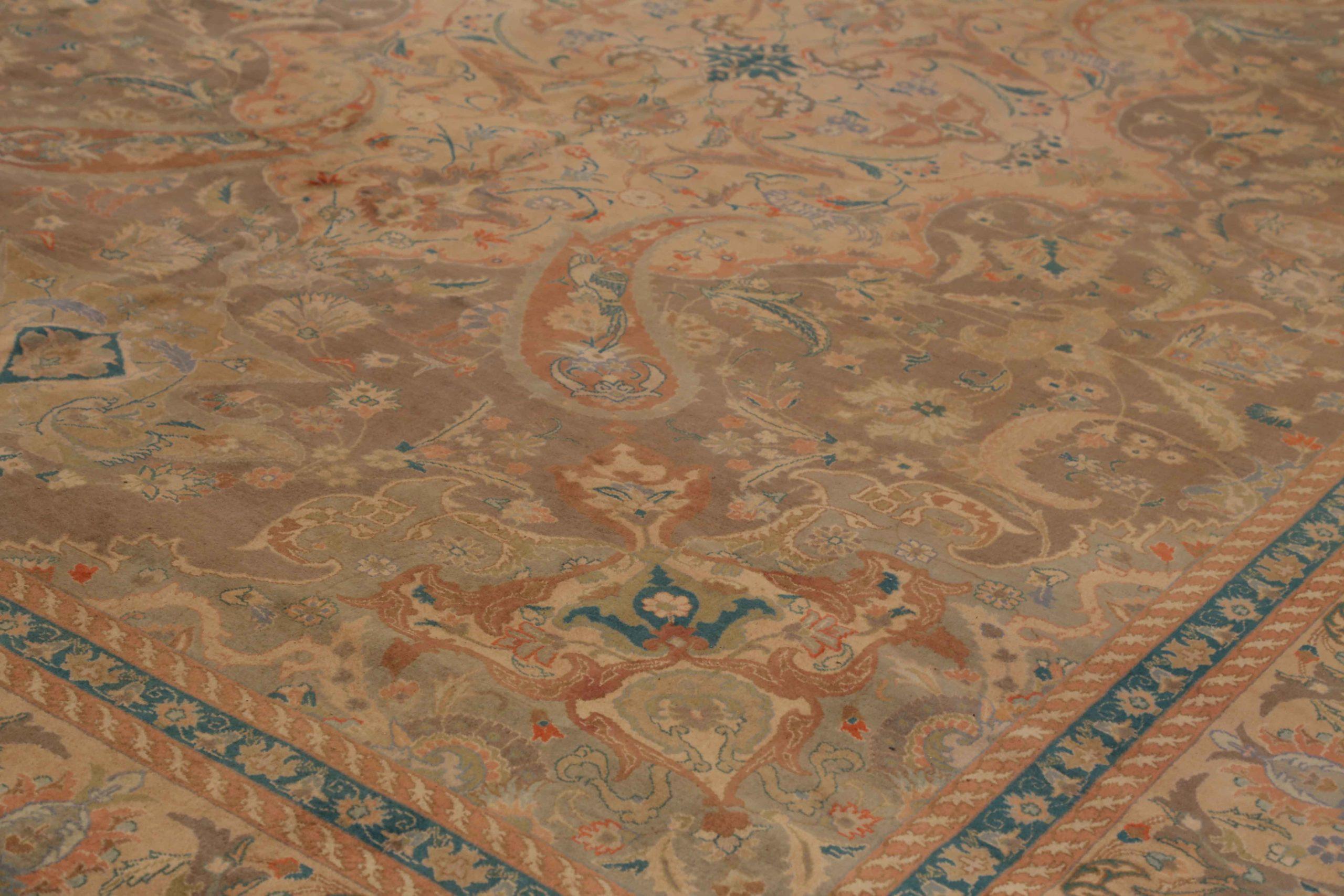 Asiatico Tappeti persiani Tabriz Circa 1940 - Lana Blu Marrone Rosso 72885 in vendita