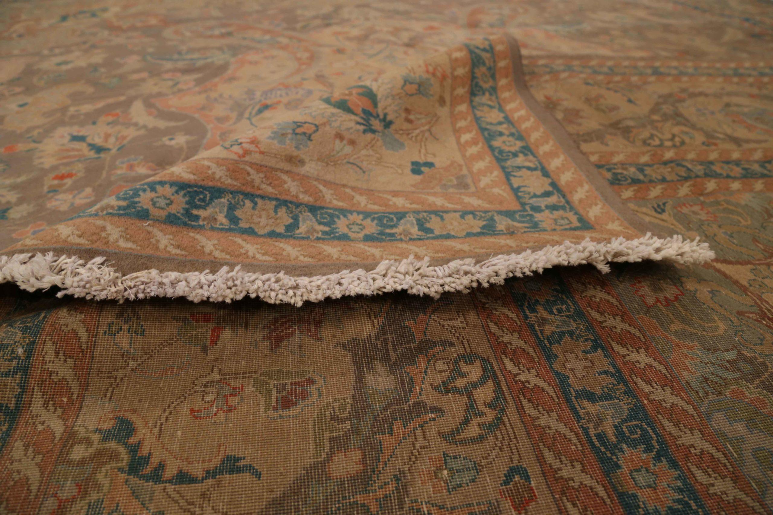 Tappeti persiani Tabriz Circa 1940 - Lana Blu Marrone Rosso 72885 In condizioni ottime in vendita a Dallas, TX