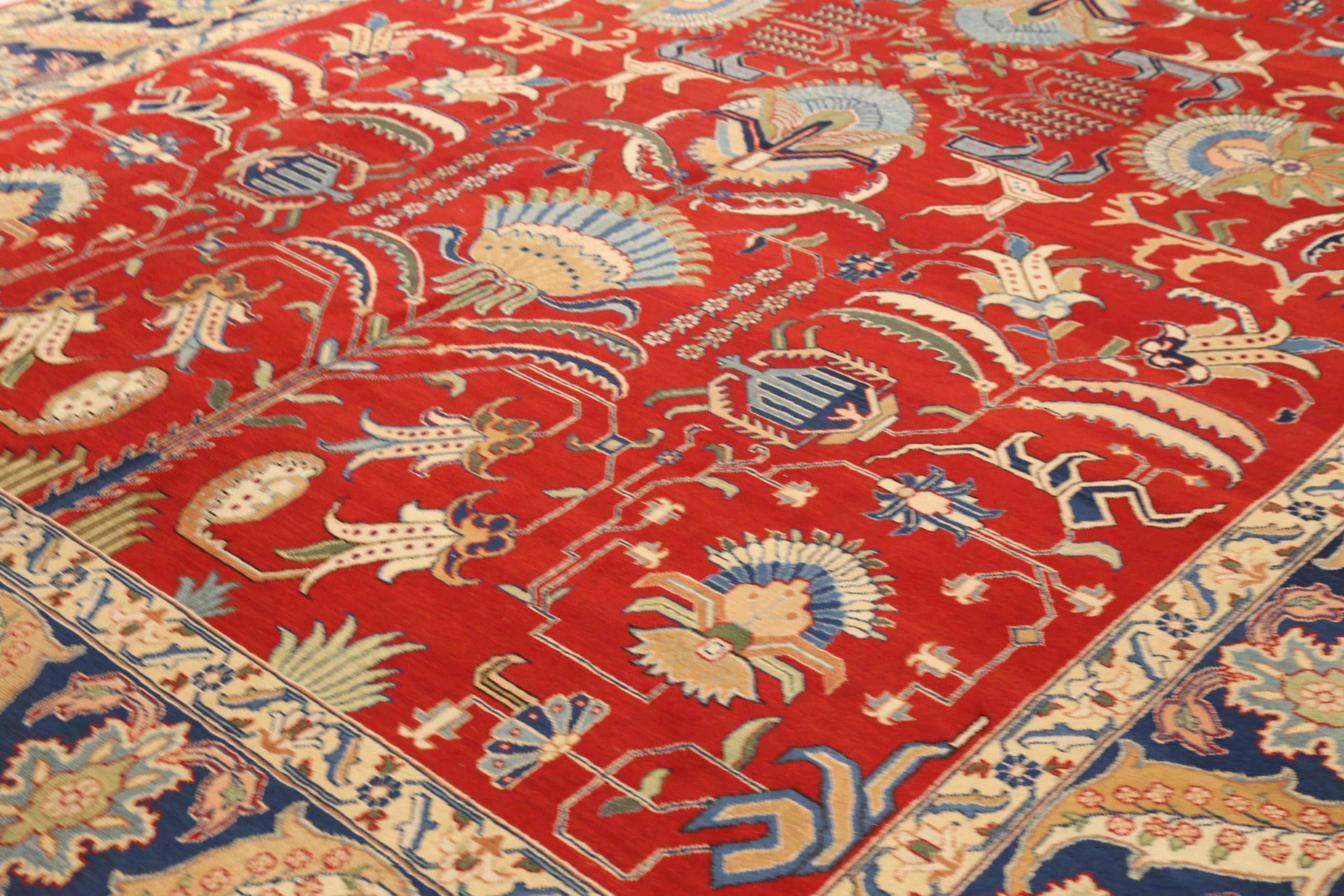 Asiatico Tappeto persiano Tabriz Circa 1940 - Lana Blu Avorio Rosso 72881 in vendita
