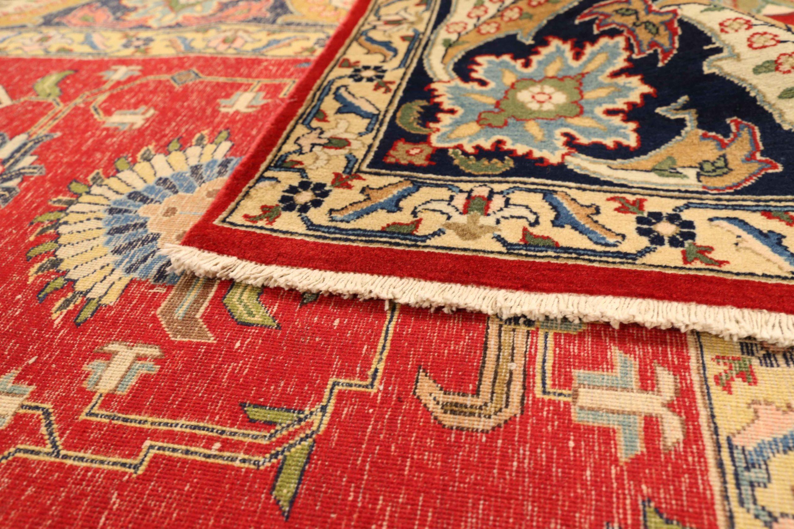 Tappeto persiano Tabriz Circa 1940 - Lana Blu Avorio Rosso 72881 In condizioni ottime in vendita a Dallas, TX