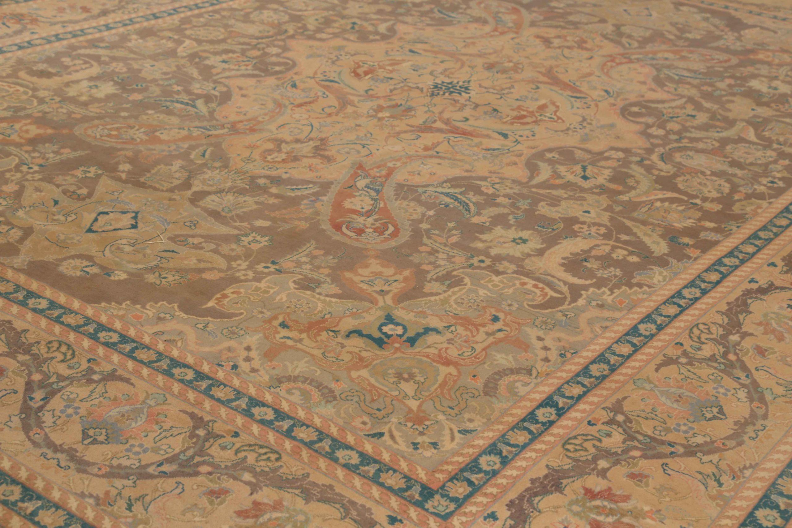 Persische Tabriz Bereich Teppiche CIRCA 1940 - Wolle Brown Elfenbein Rot 72886 (Asiatisch) im Angebot