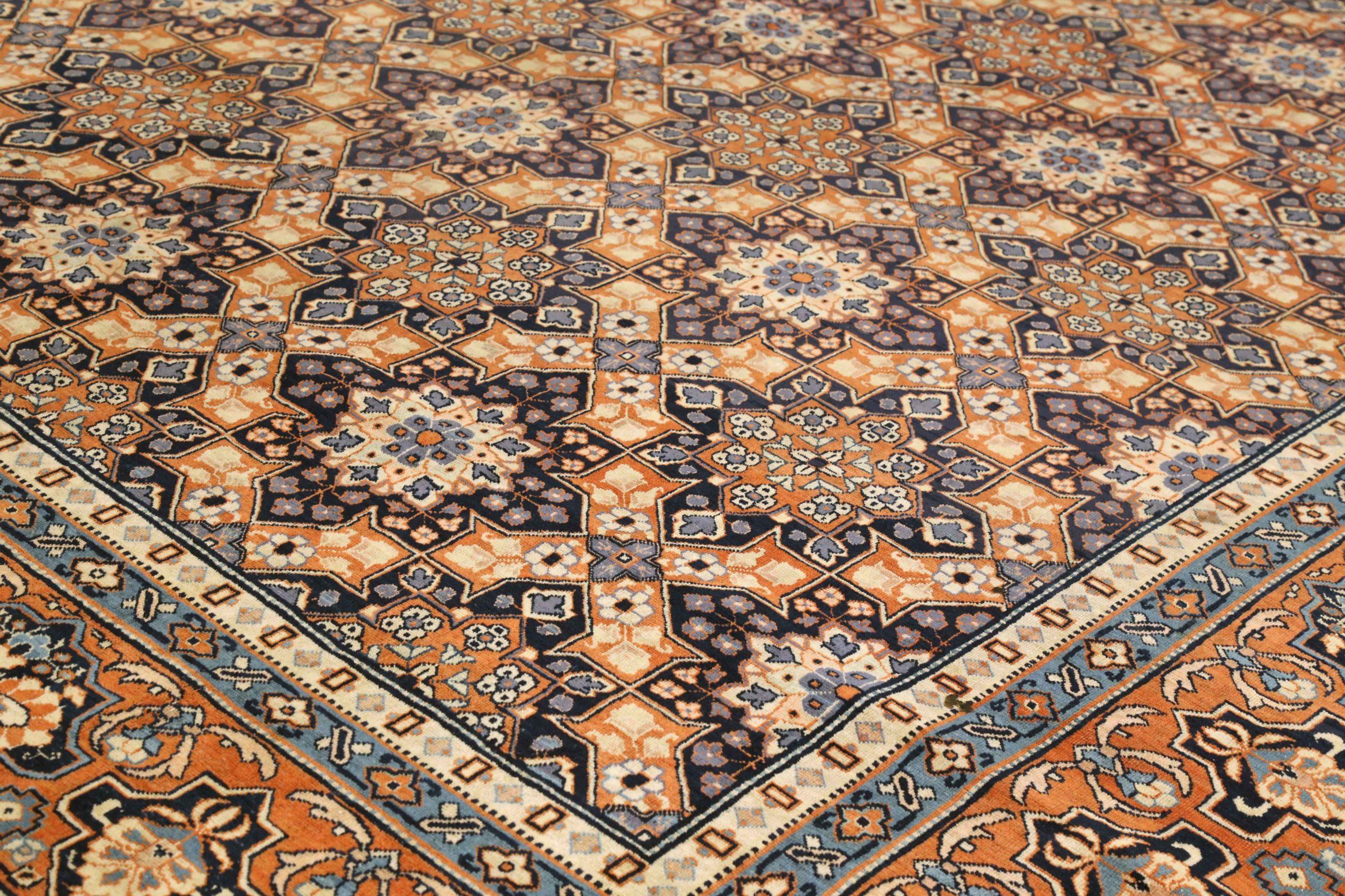 Asiatico Tappeti persiani Tabriz Circa 1940 - Lana Avorio Blu Navy Rosa Design - 75444 in vendita