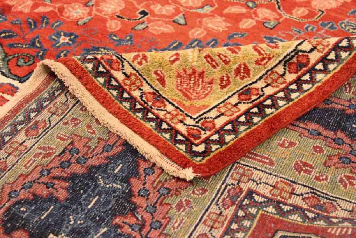 Tappeti persiani Tabriz Circa 1940 - Lana Avorio Blu Navy Rosa Rosso 72052 In condizioni ottime in vendita a Dallas, TX
