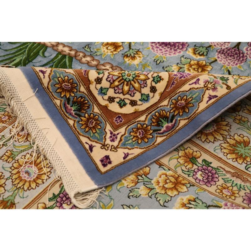 Tappeti persiani Tabriz - Lana e seta blu avorio Purpel - 98034 In condizioni ottime in vendita a Dallas, TX