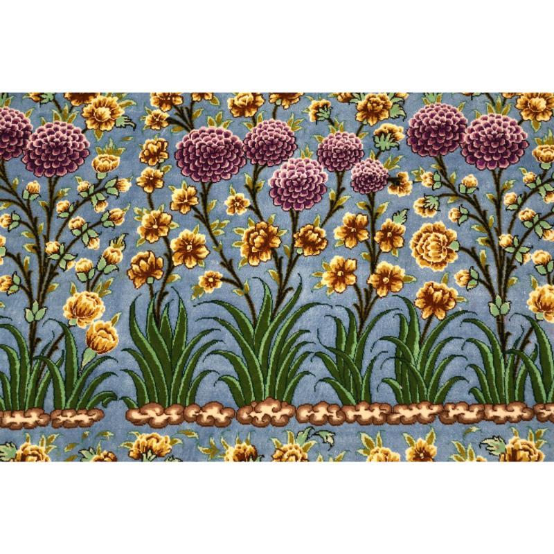 XX secolo Tappeti persiani Tabriz - Lana e seta blu avorio Purpel - 98034 in vendita