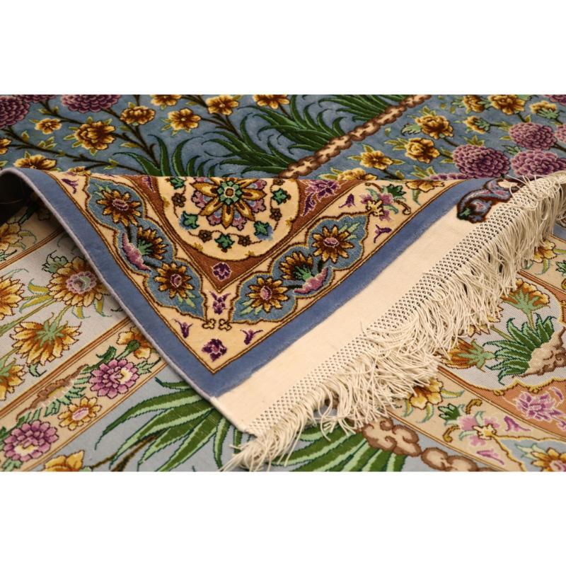 Tappeti persiani Tabriz - Lana e seta blu avorio Purpel - 98035 In condizioni ottime in vendita a Dallas, TX