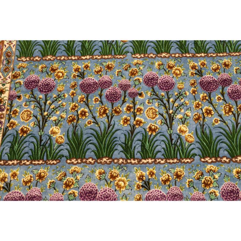 XX secolo Tappeti persiani Tabriz - Lana e seta blu avorio Purpel - 98035 in vendita