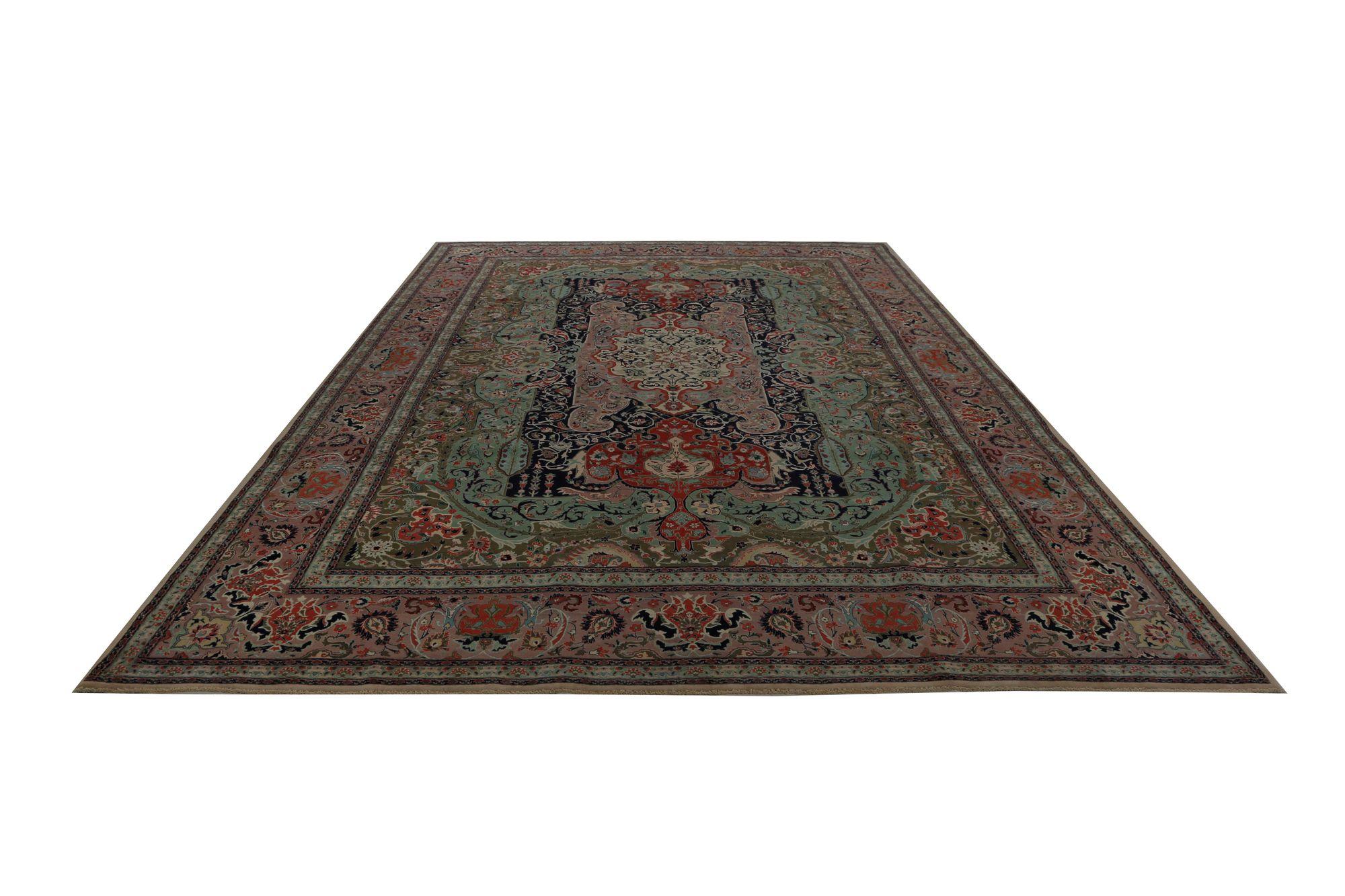 Tappeti persiani Tabriz - Lana Nero Blu Marrone Rosa Rosso - 97238 In condizioni ottime in vendita a Dallas, TX