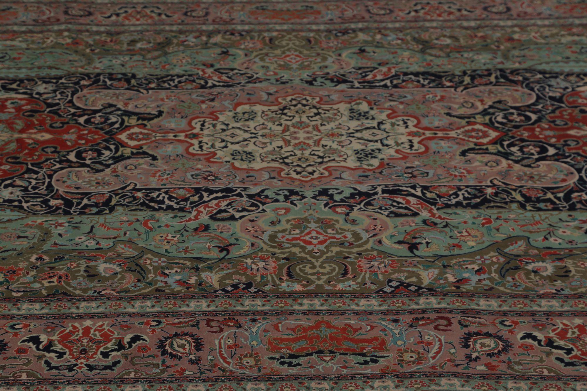 XX secolo Tappeti persiani Tabriz - Lana Nero Blu Marrone Rosa Rosso - 97238 in vendita
