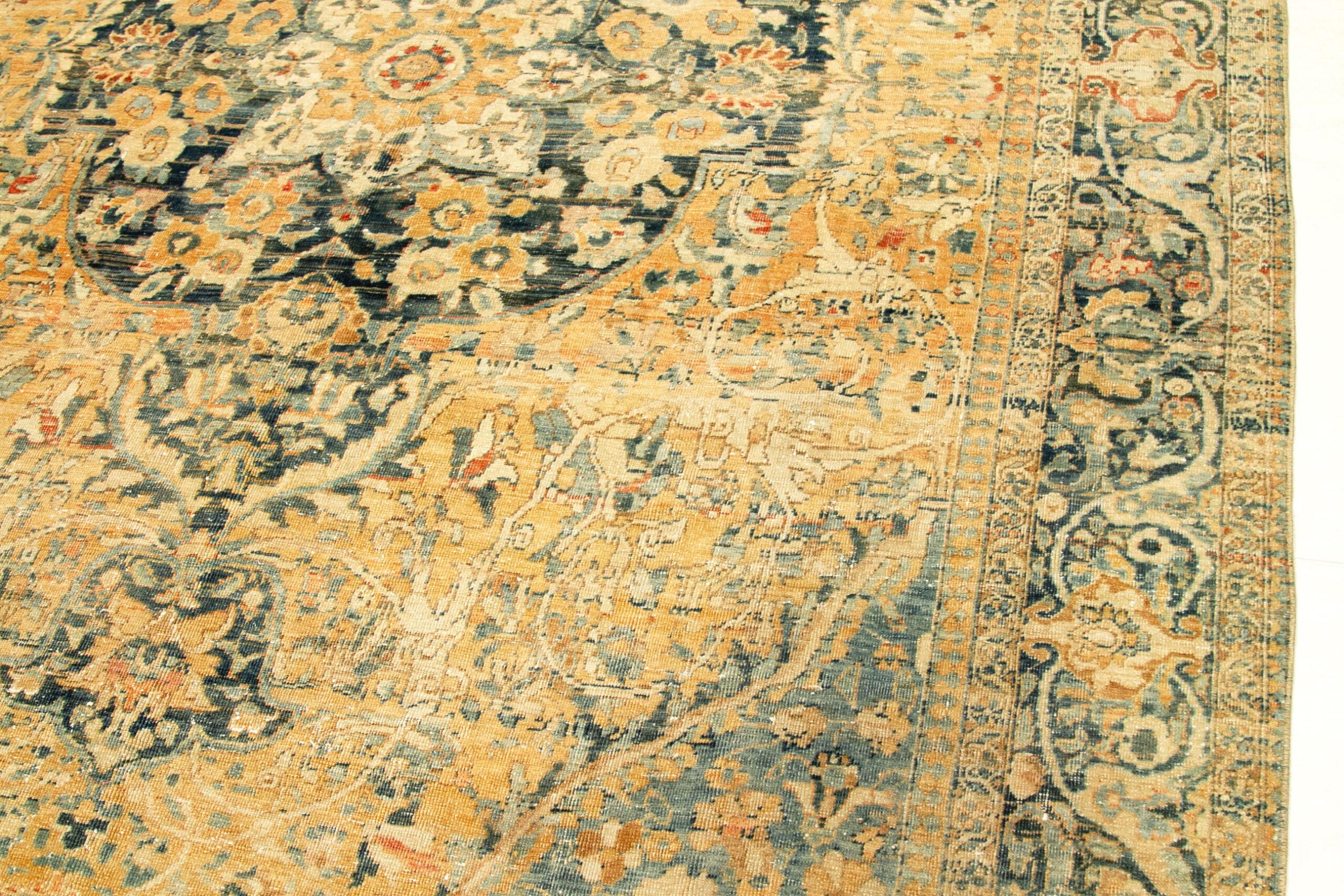 Iracheno Tappeti persiani Tabriz - Lana Nero Blu Avorio Arancione - 92695 in vendita