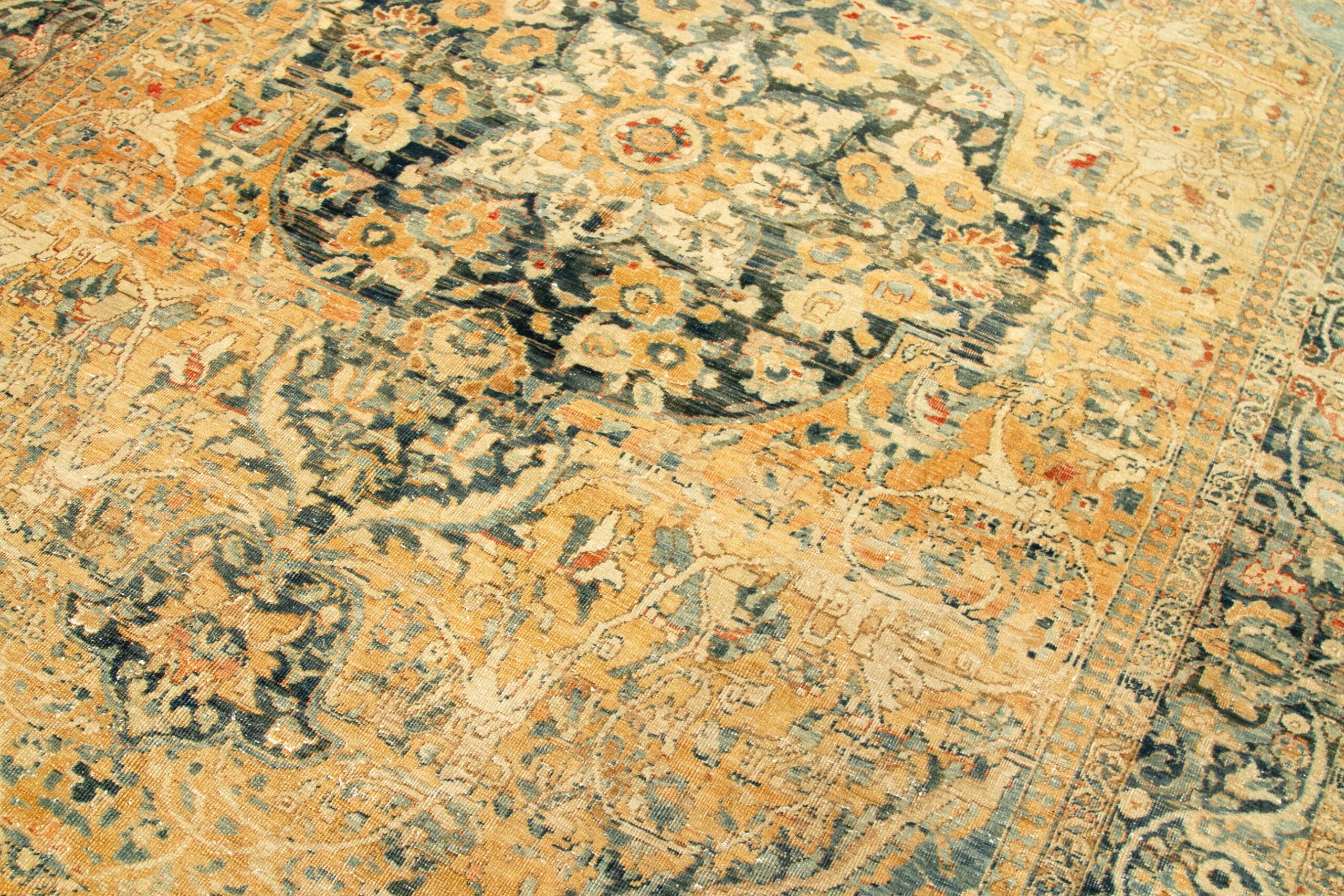 XX secolo Tappeti persiani Tabriz - Lana Nero Blu Avorio Arancione - 92695 in vendita