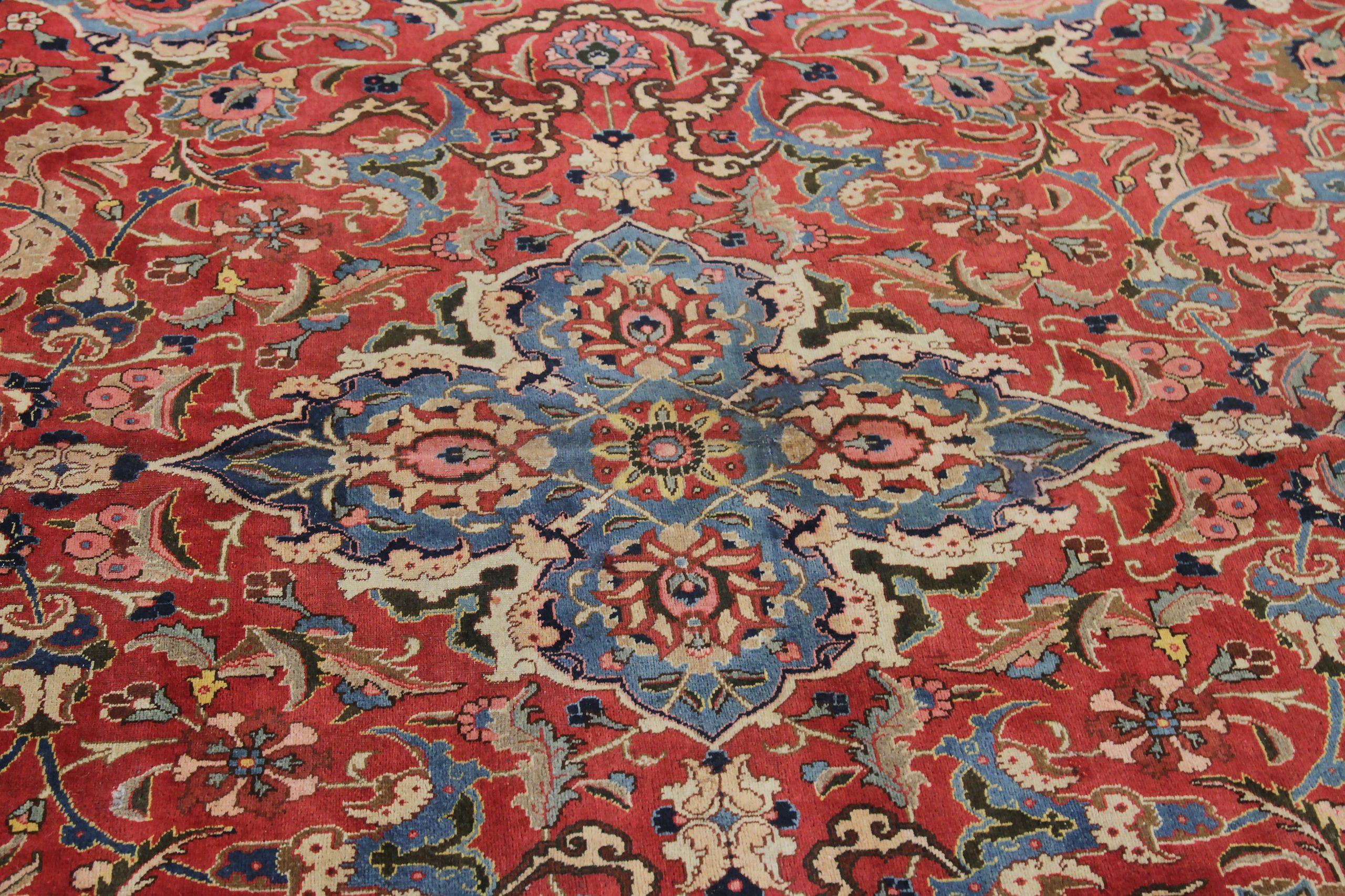Persische Täbris-Teppiche - Wolle Schwarz Blau Rot Design - 88805 (20. Jahrhundert) im Angebot
