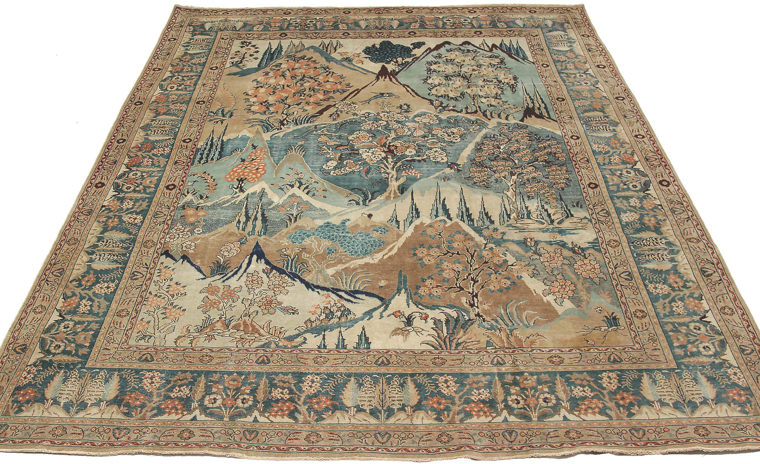 Discover the elegance of Persian Tabriz featuring Area Rugs in Circa 1910. Designed with Wool and BlueBrownIvory, this exclusive design is perfect for enhancing your space.