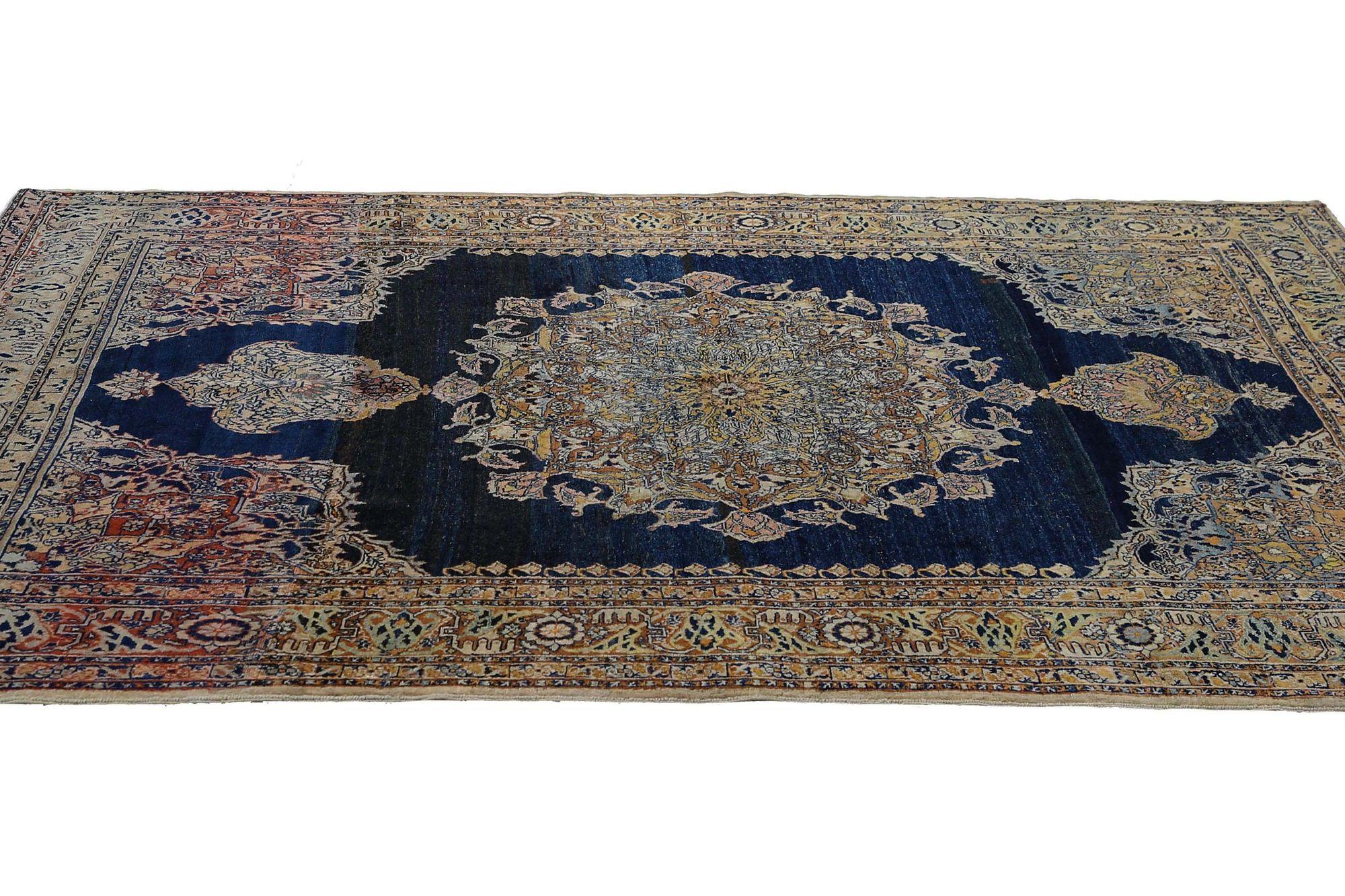 XX secolo Tappeti persiani Tabriz - Lana blu marrone rosso - 97936 in vendita