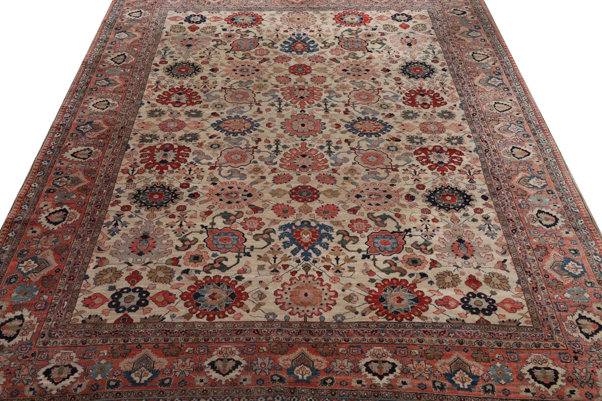 Entdecken Sie die Eleganz des persischen Täbris mit Teppichen um 1910. Dieses exklusive Design aus Wolle und Blau-Elfenbein-Rosa ist perfekt, um Ihren Raum zu verschönern.