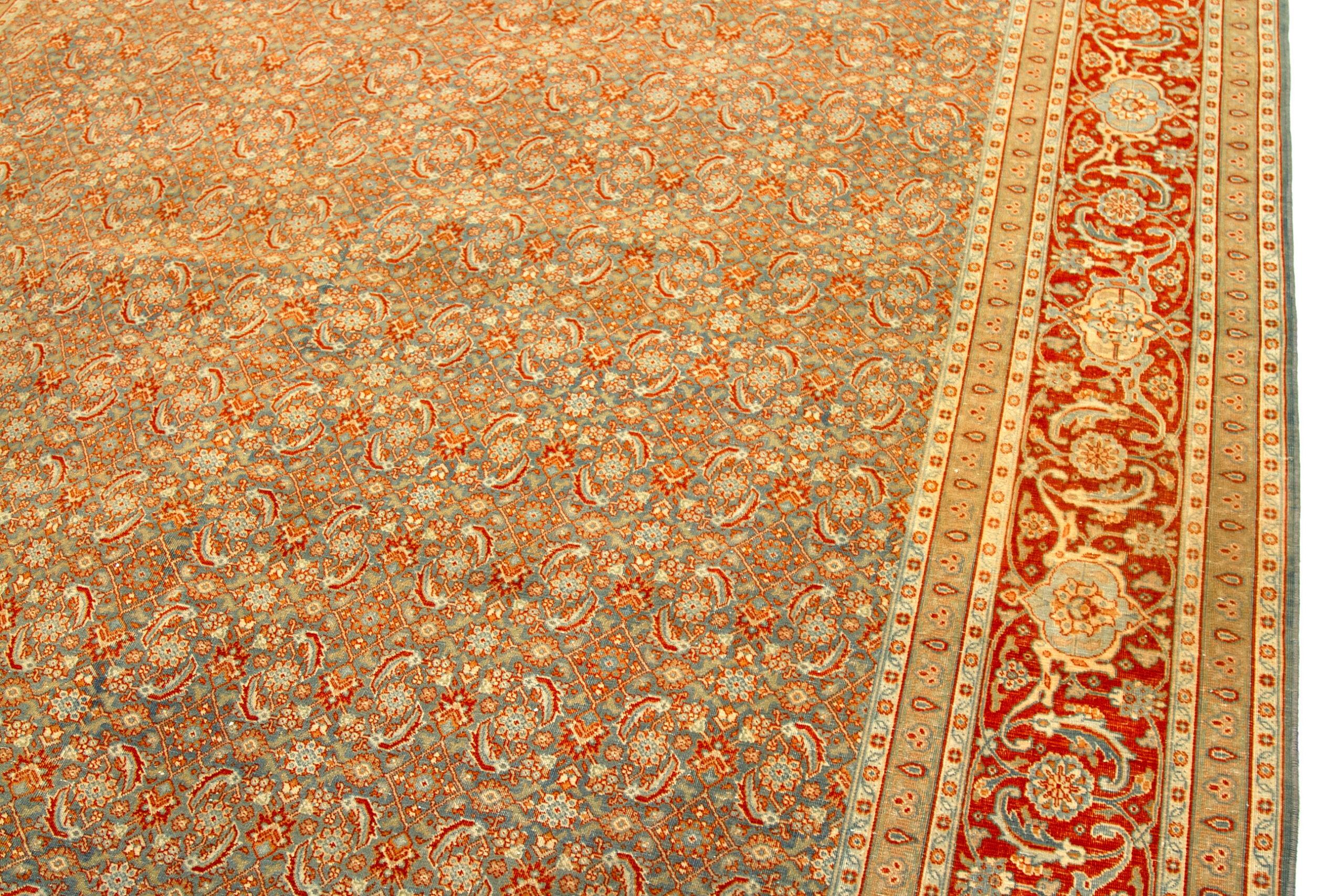 Iracheno Tappeti persiani Tabriz - Lana blu avorio rosso - 92703 in vendita