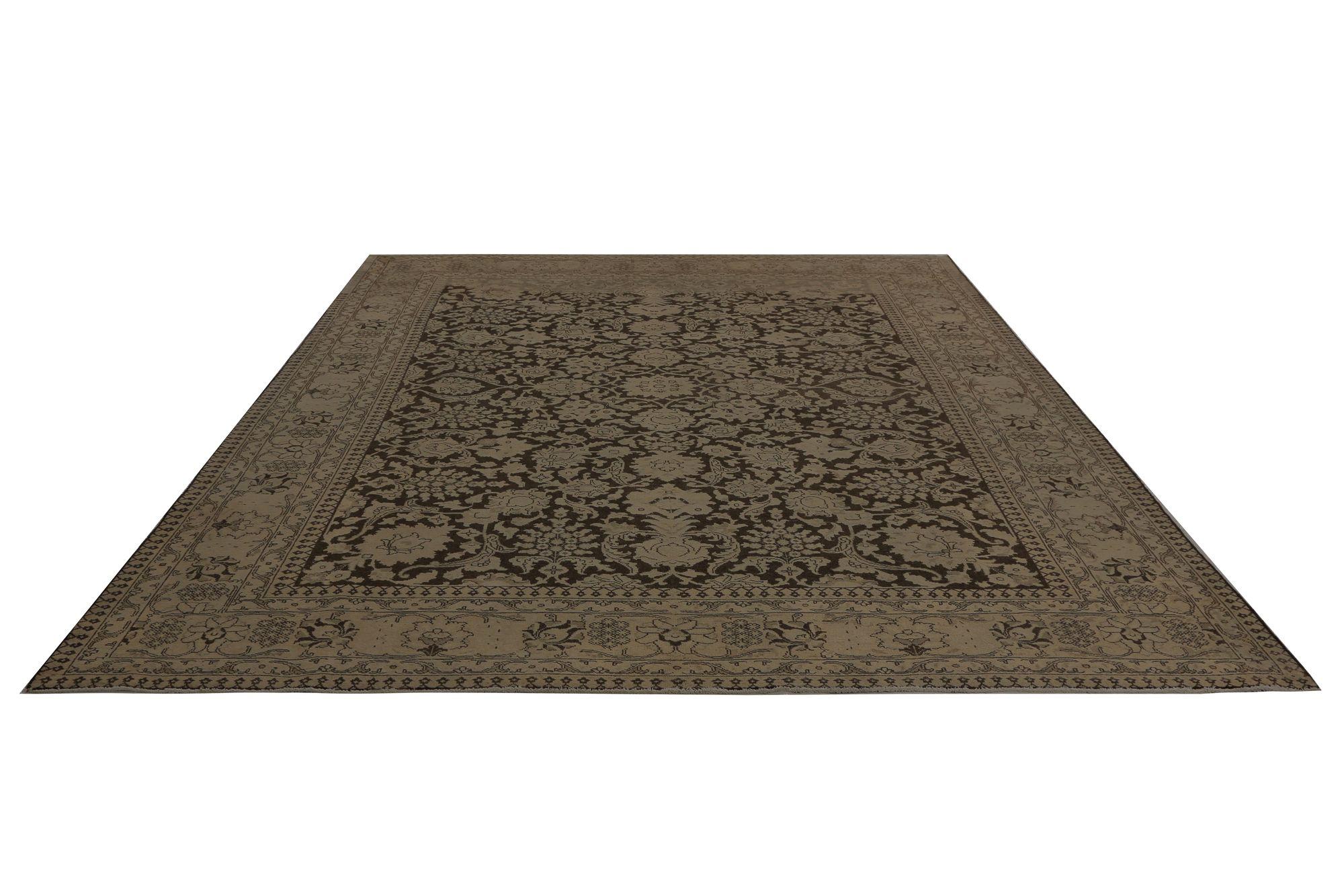 Tappeti persiani Tabriz - Design marrone in lana - 96872 In condizioni ottime in vendita a Dallas, TX