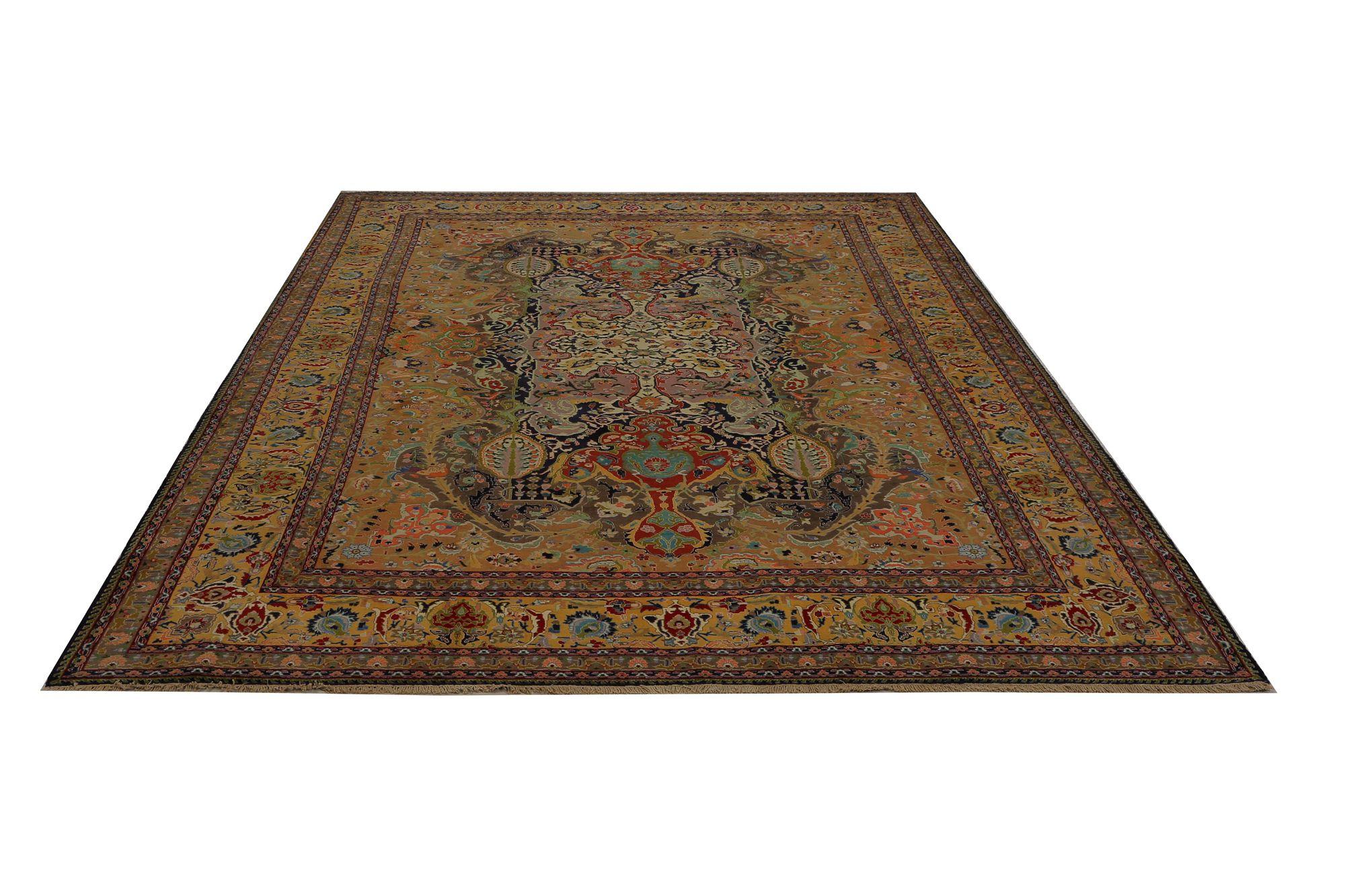 Tappeti persiani Tabriz - Design marrone in lana - 97205 In condizioni ottime in vendita a Dallas, TX