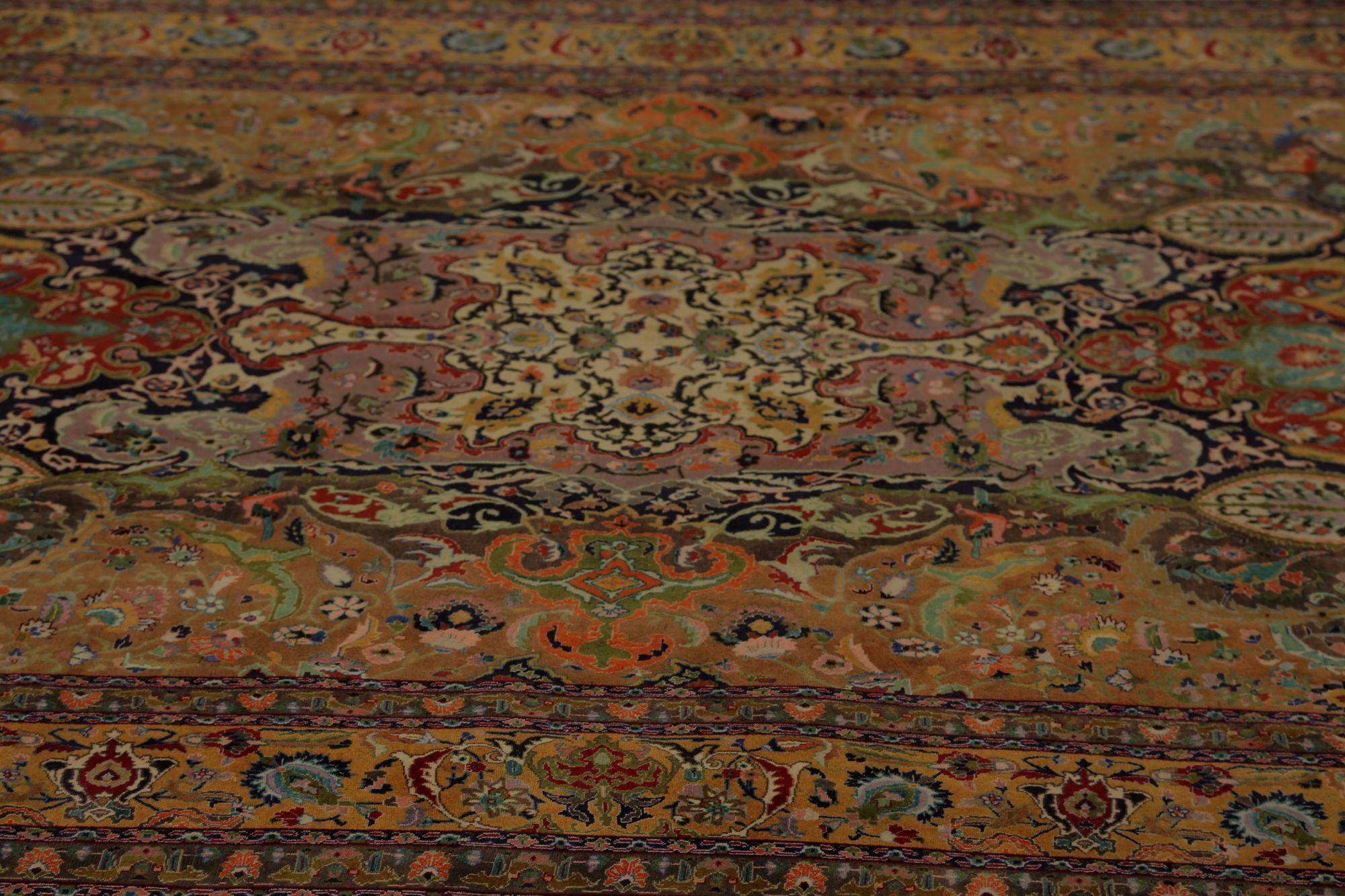 XX secolo Tappeti persiani Tabriz - Design marrone in lana - 97205 in vendita