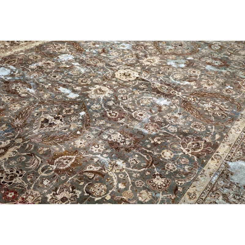 Iracheno Tappeti persiani Tabriz - Lana Marrone Grigio Avorio - 94550 in vendita