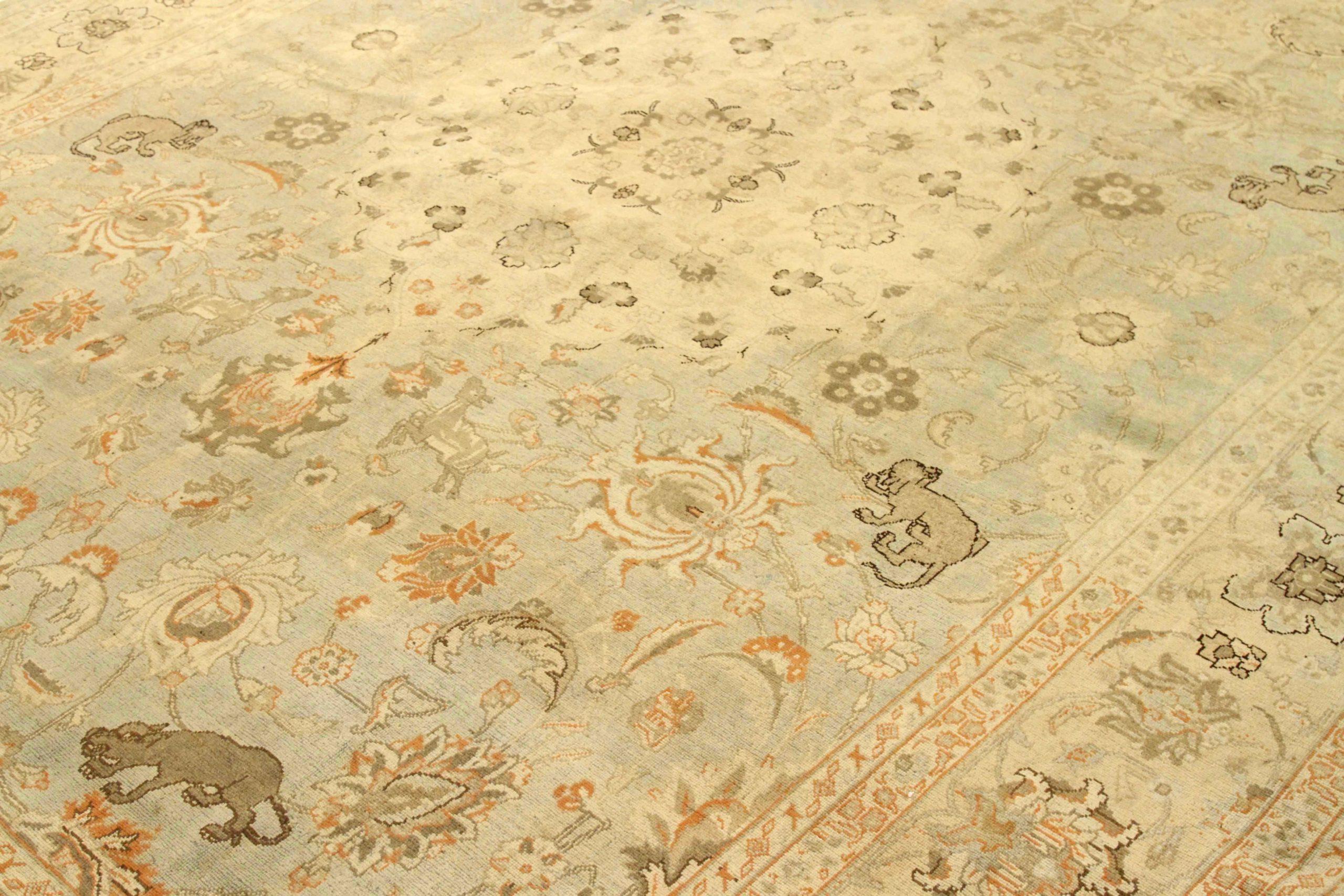 Iracheno Tappeti persiani Tabriz - Disegno in lana marrone avorio - 75870 in vendita