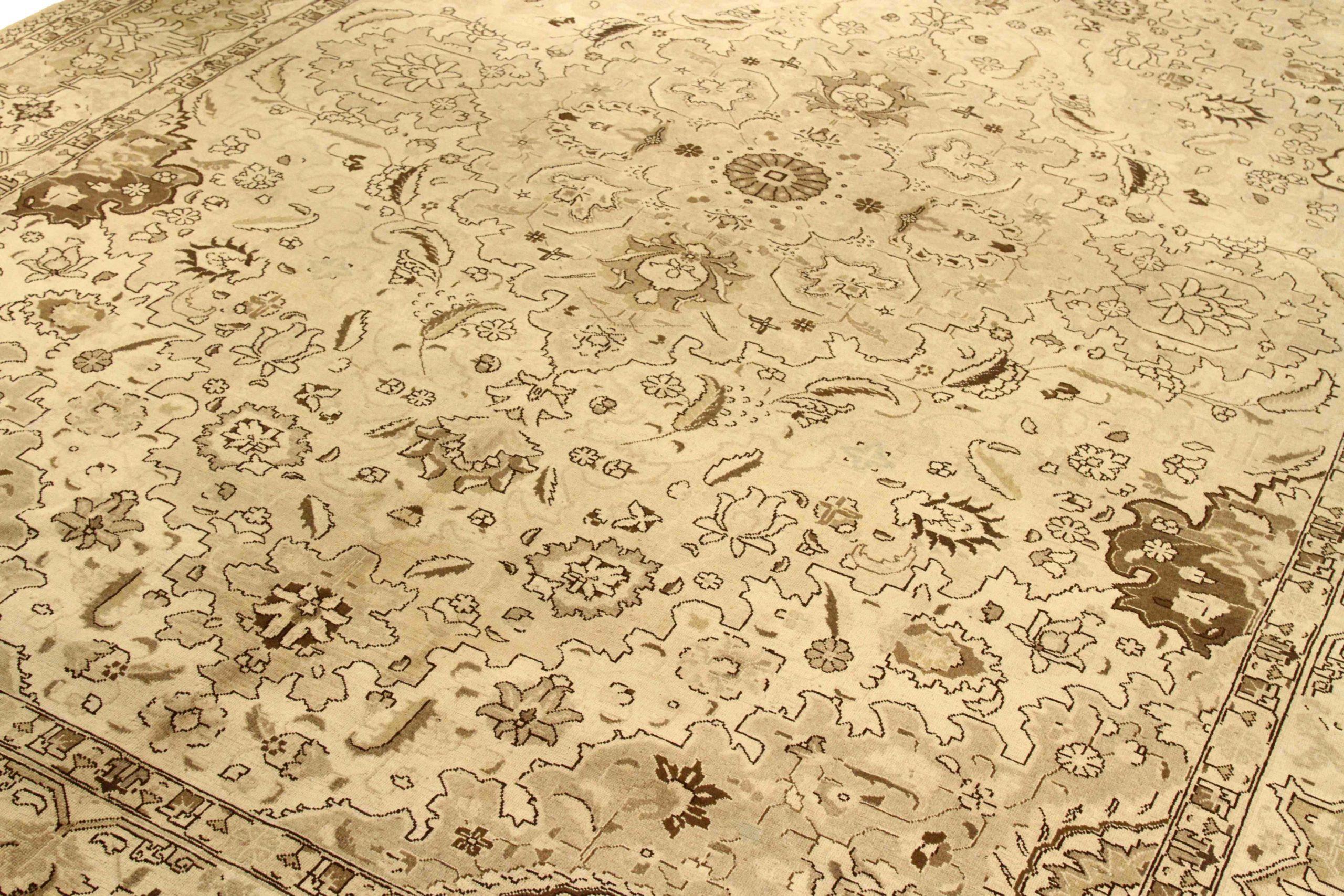 Persische Täbris Teppiche - Wolle Braun Elfenbein Design - 75871 (Irakisch) im Angebot