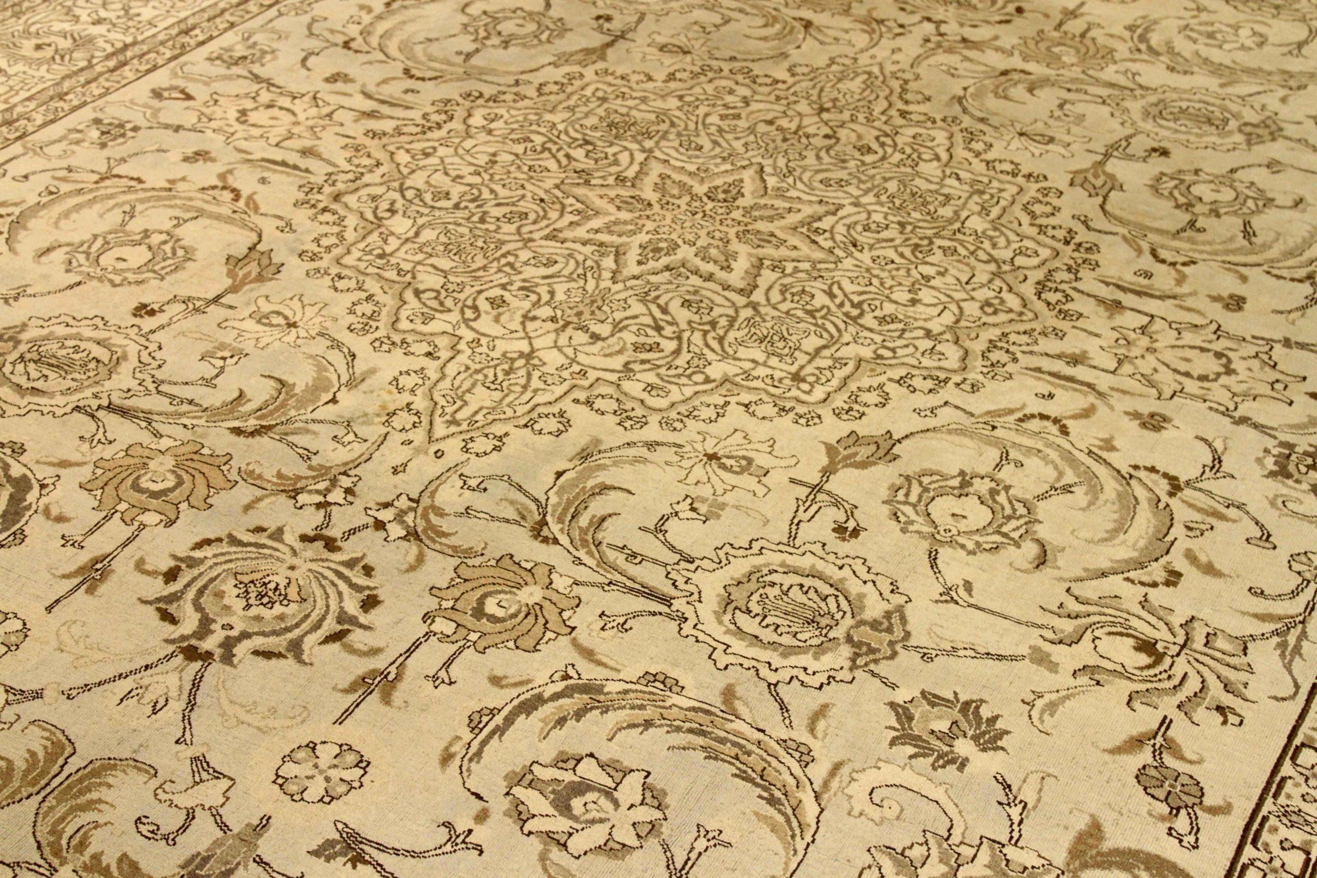 Persische Täbris Teppiche - Wolle Braun Elfenbein Design - 75875 (Irakisch) im Angebot