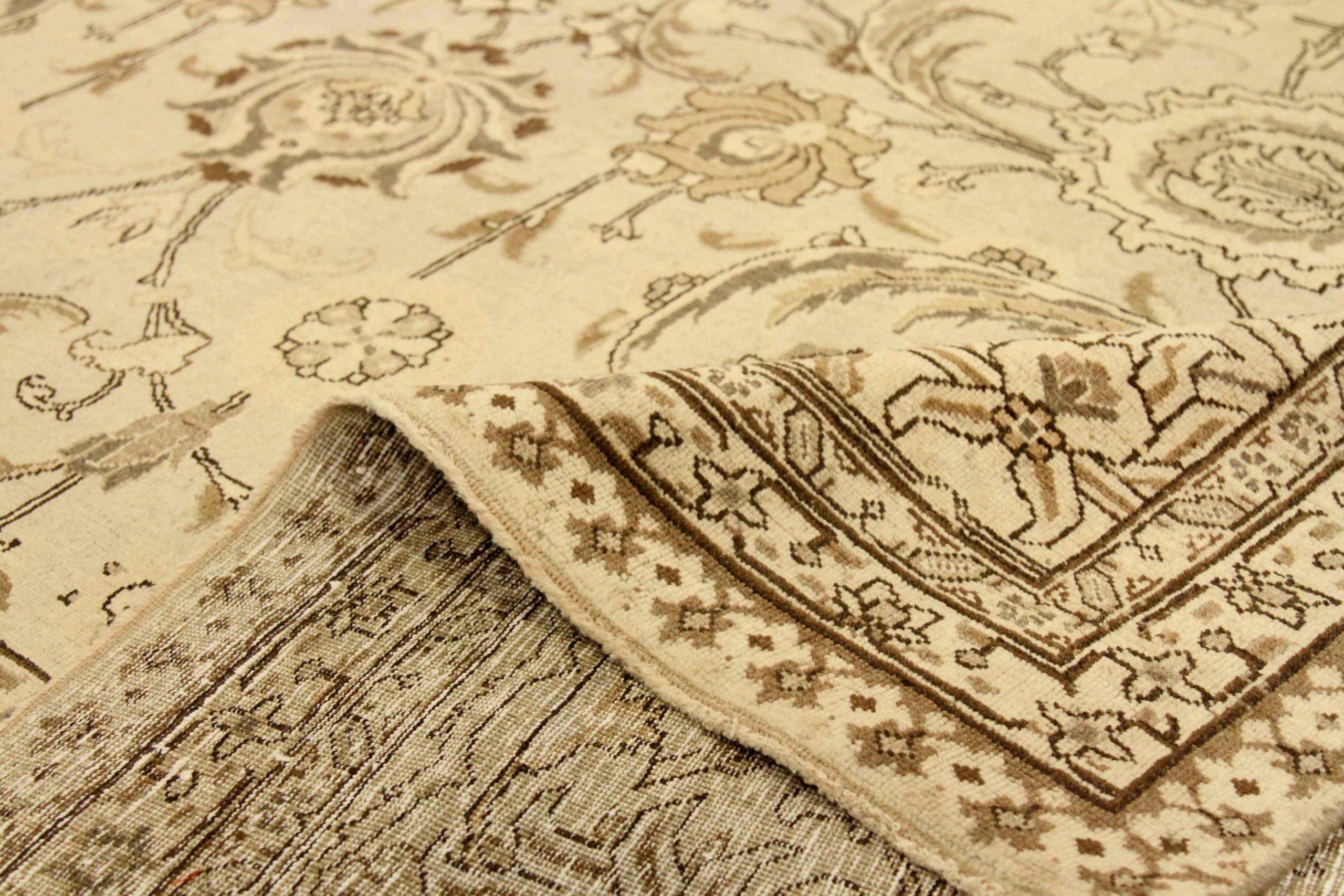 Persische Täbris Teppiche - Wolle Braun Elfenbein Design - 75875 im Zustand „Hervorragend“ im Angebot in Dallas, TX