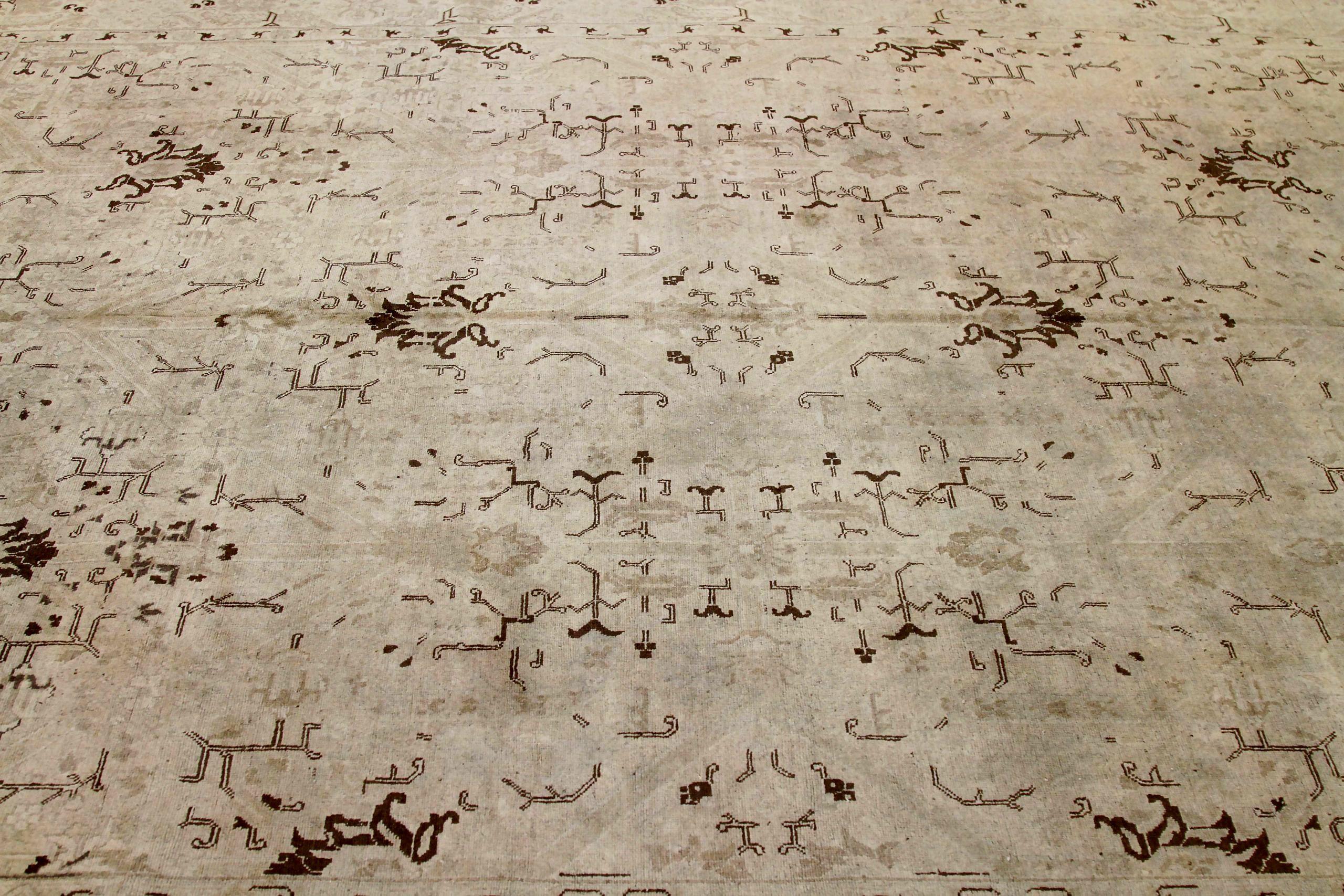 XX secolo Tappeti persiani Tabriz - Disegno in lana marrone avorio - 88770 in vendita