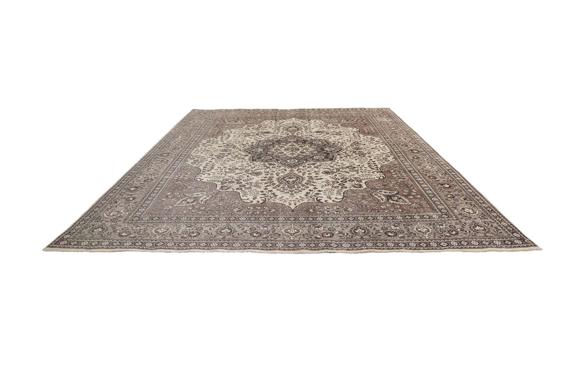 XX secolo Tappeti persiani Tabriz - Disegno in lana marrone avorio - 97174 in vendita