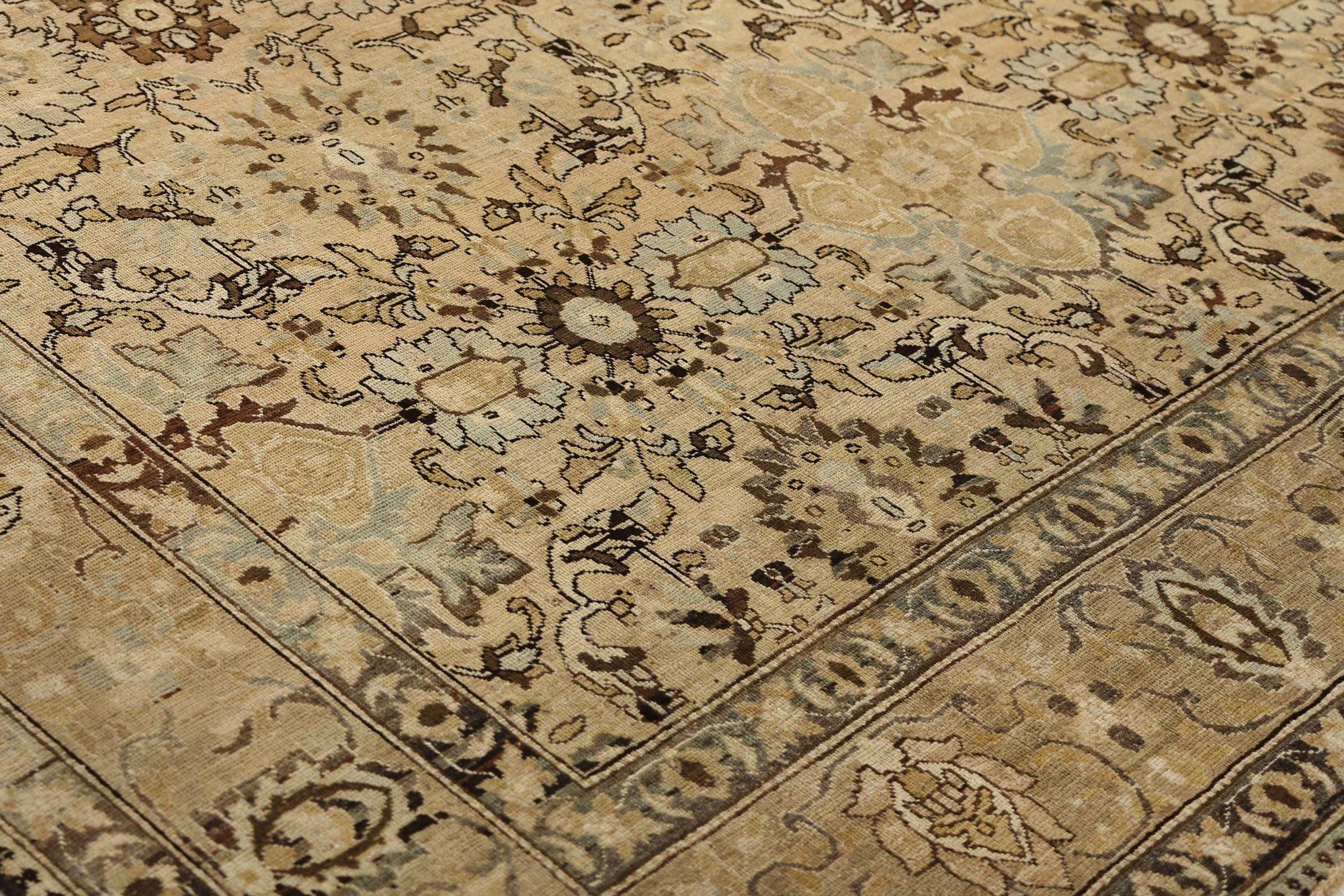 Iracheno Tappeti persiani Tabriz - Disegno in lana marrone avorio - 97751 in vendita