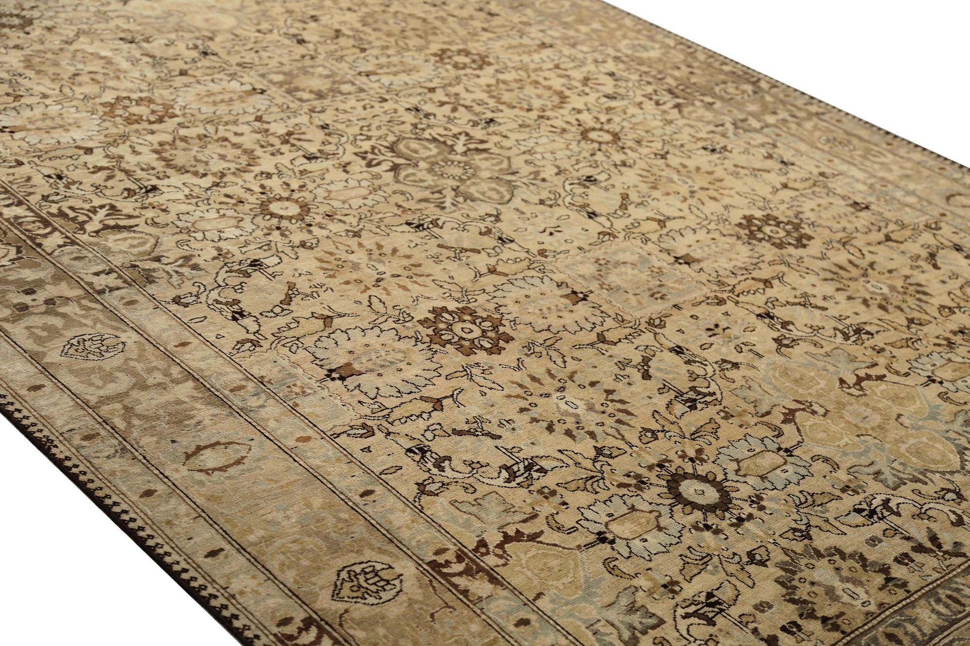 Tappeti persiani Tabriz - Disegno in lana marrone avorio - 97751 In condizioni ottime in vendita a Dallas, TX