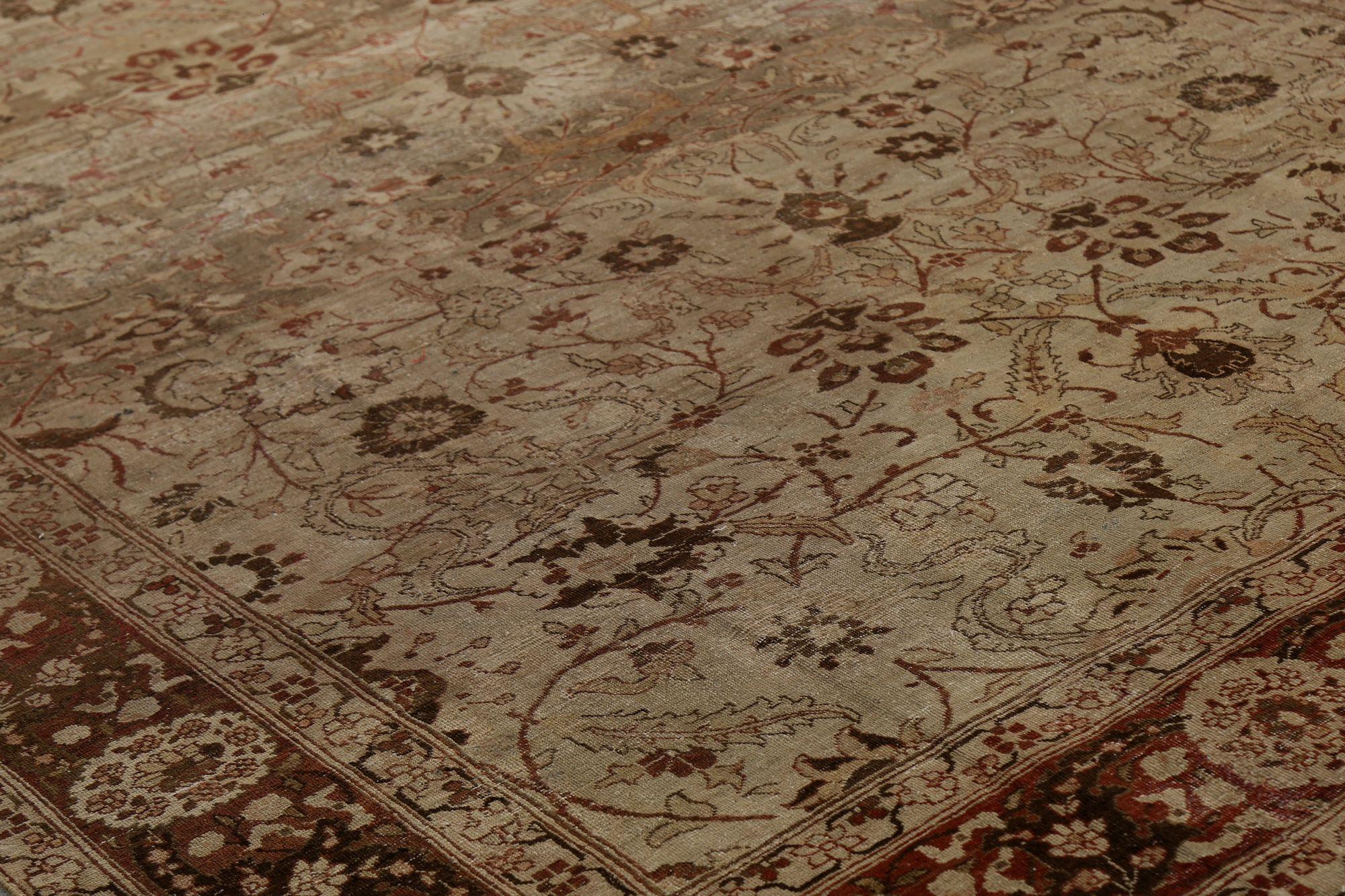 Persische Täbris Teppiche - Wolle Braun Elfenbein Rot Taupe Design - 97792 (Irakisch) im Angebot