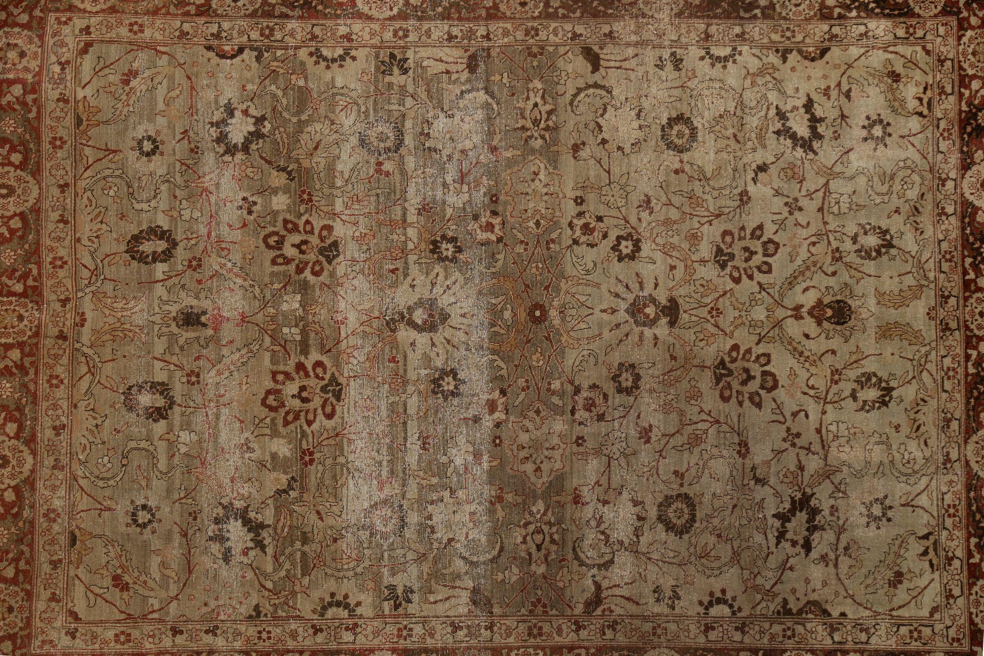 Persische Täbris Teppiche - Wolle Braun Elfenbein Rot Taupe Design - 97792 im Zustand „Hervorragend“ im Angebot in Dallas, TX