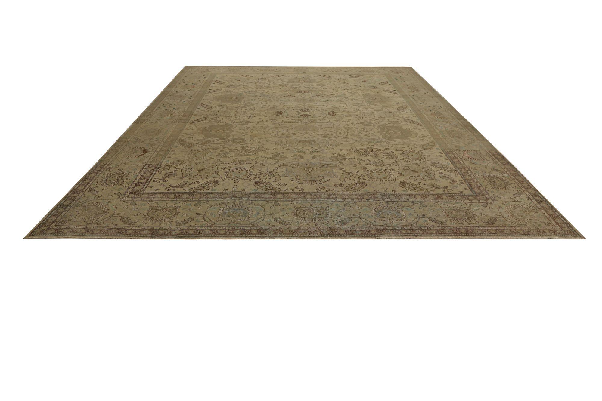 Persische Täbris Teppiche - Wolle Braun Elfenbein Taupe Design - 97230 im Zustand „Hervorragend“ im Angebot in Dallas, TX
