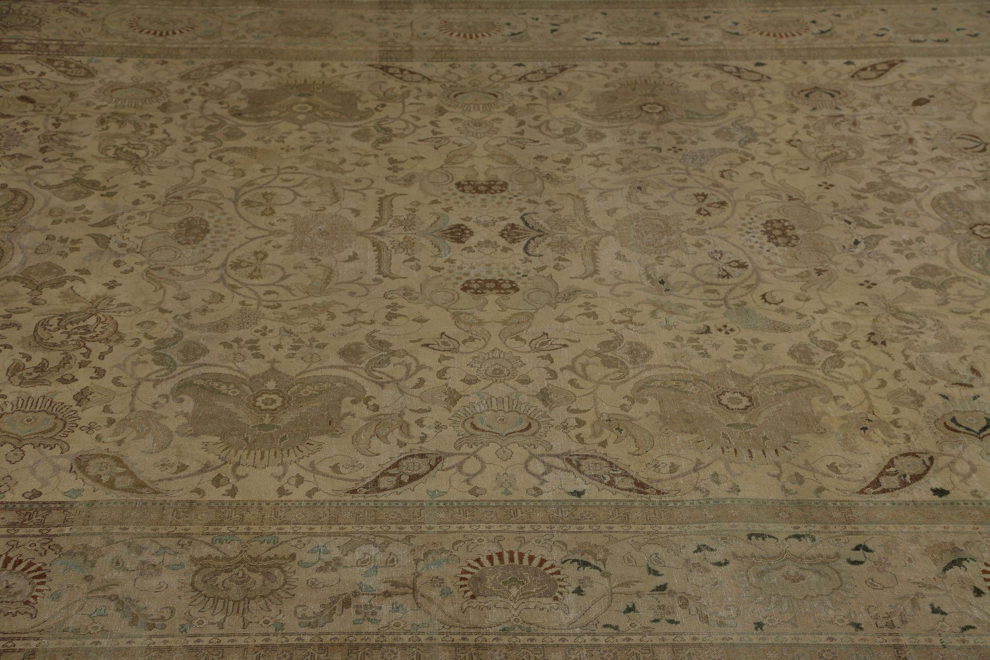 Persische Täbris Teppiche - Wolle Braun Elfenbein Taupe Design - 97230 (20. Jahrhundert) im Angebot